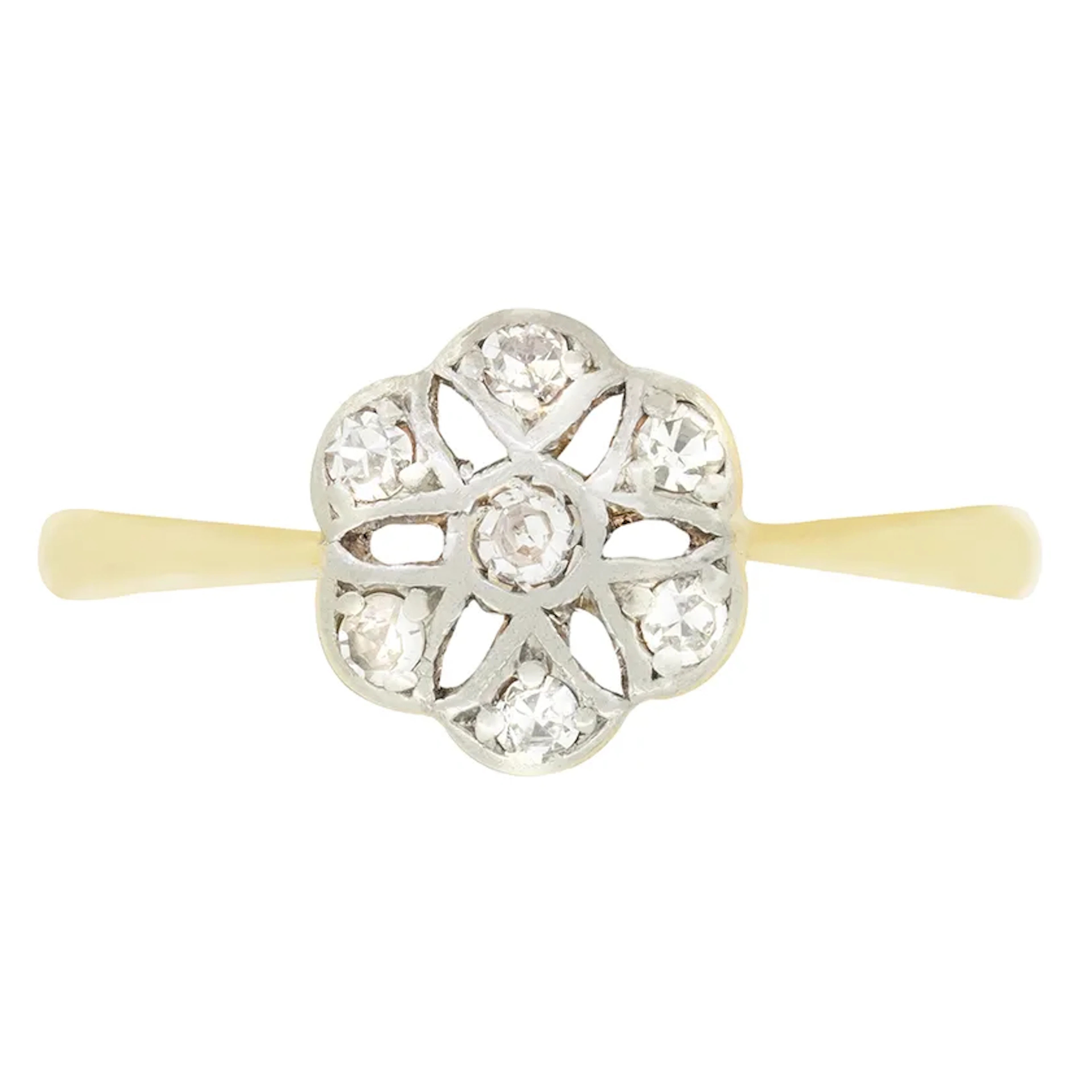 Edwardian 0.21ct Diamond Daisy Cluster Ring, .c1910s