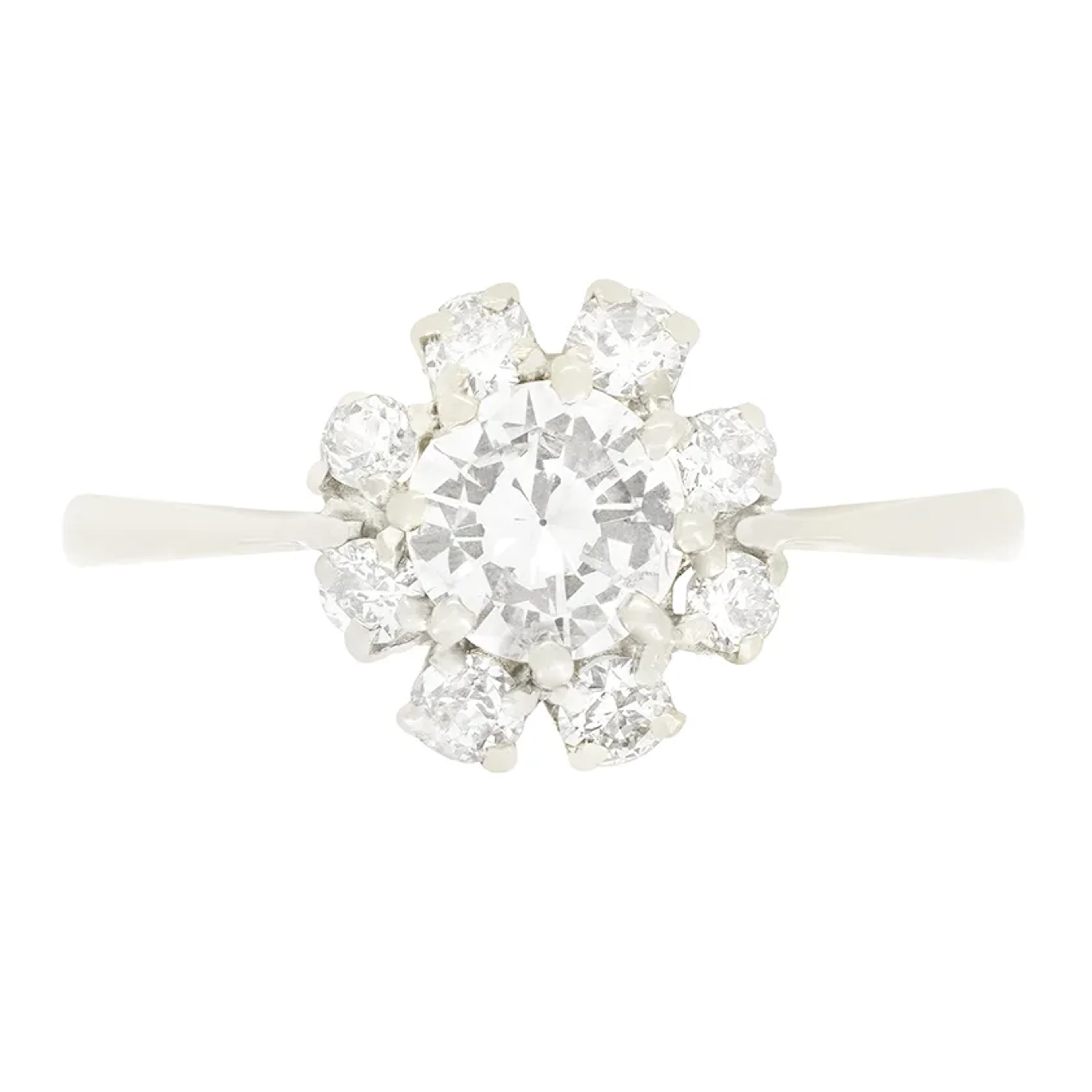 Late Deco 0.60ct Diamond Cluster Ring, c.1940s