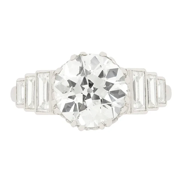 Art Deco 3.17ct Diamond Engagement Ring with Set Shoulders, c.1920s