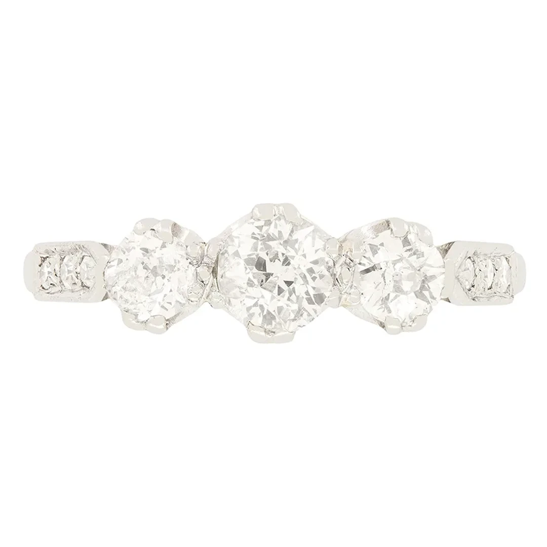 Art Deco 0.80ct Diamond Trilogy Ring, c.1920s