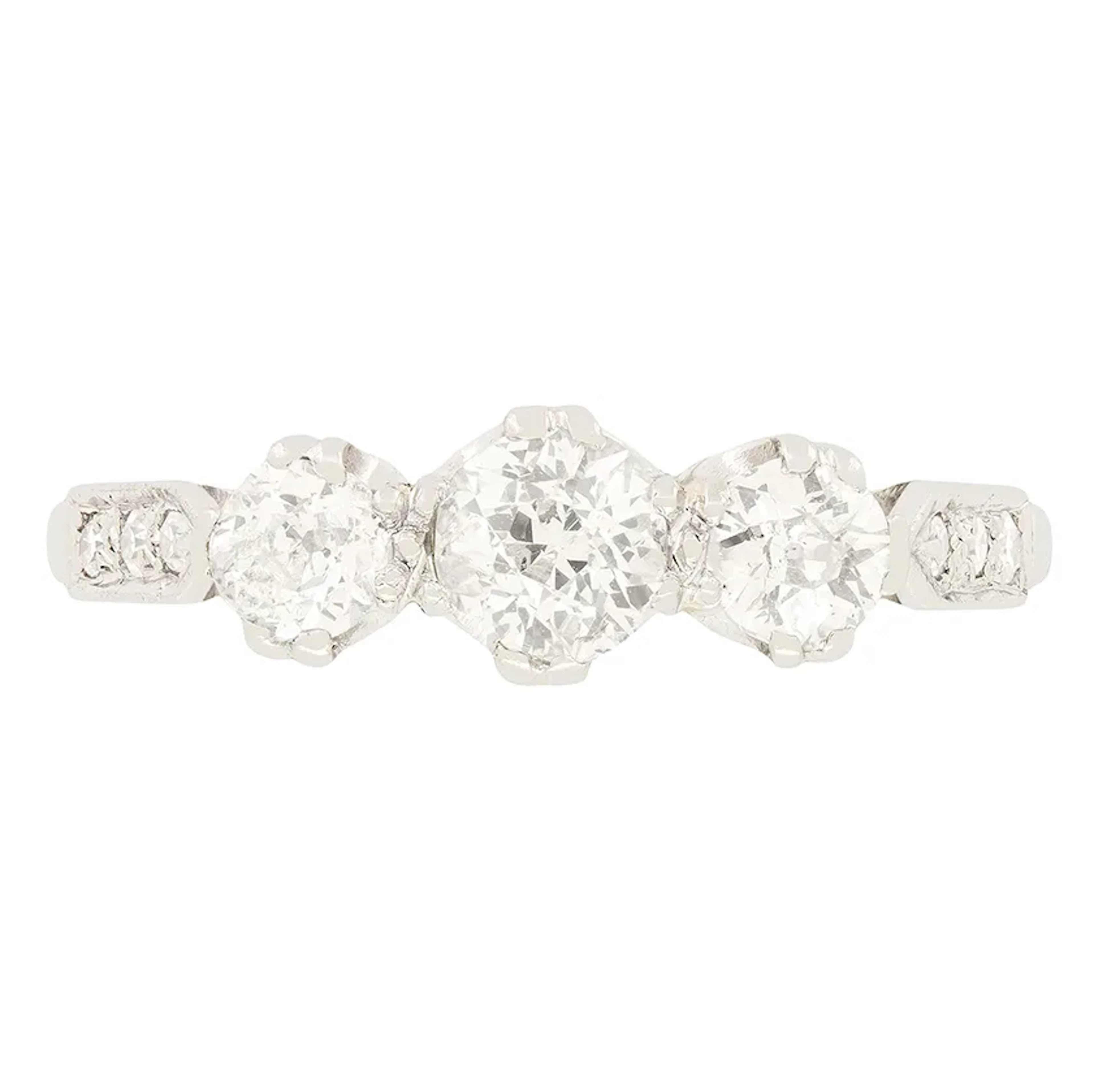 Art Deco 0.80ct Diamond Trilogy Ring, c.1920s