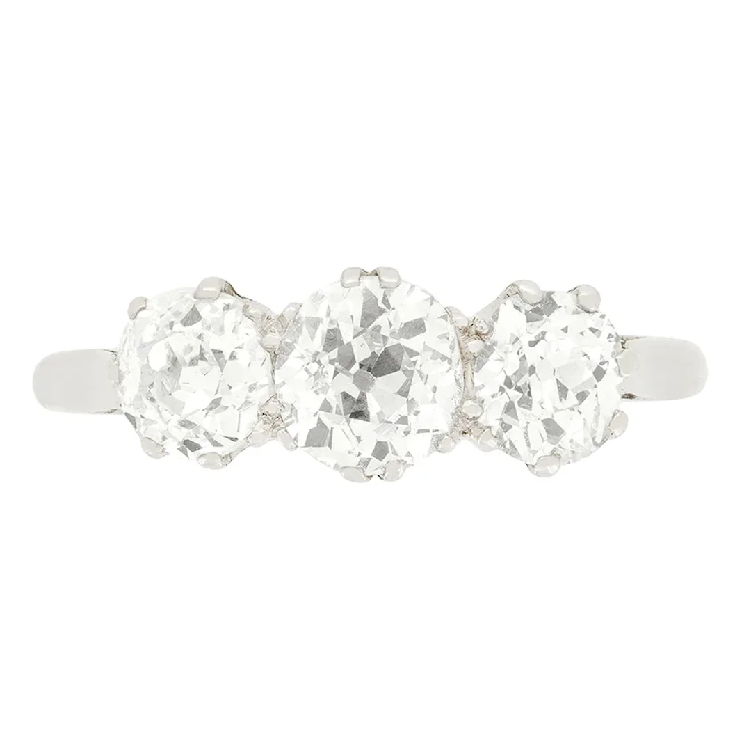 Art Deco 1.70ct Three Stone Ring, c.1920s