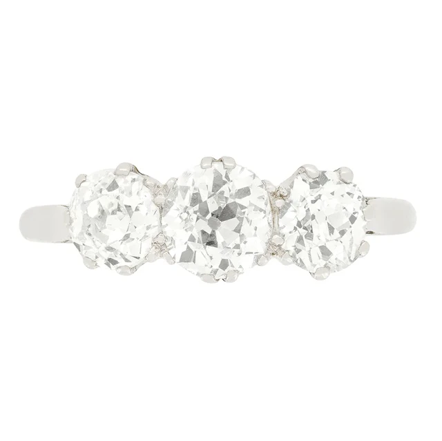 Art Deco 1.70ct Three Stone Ring, c.1920s