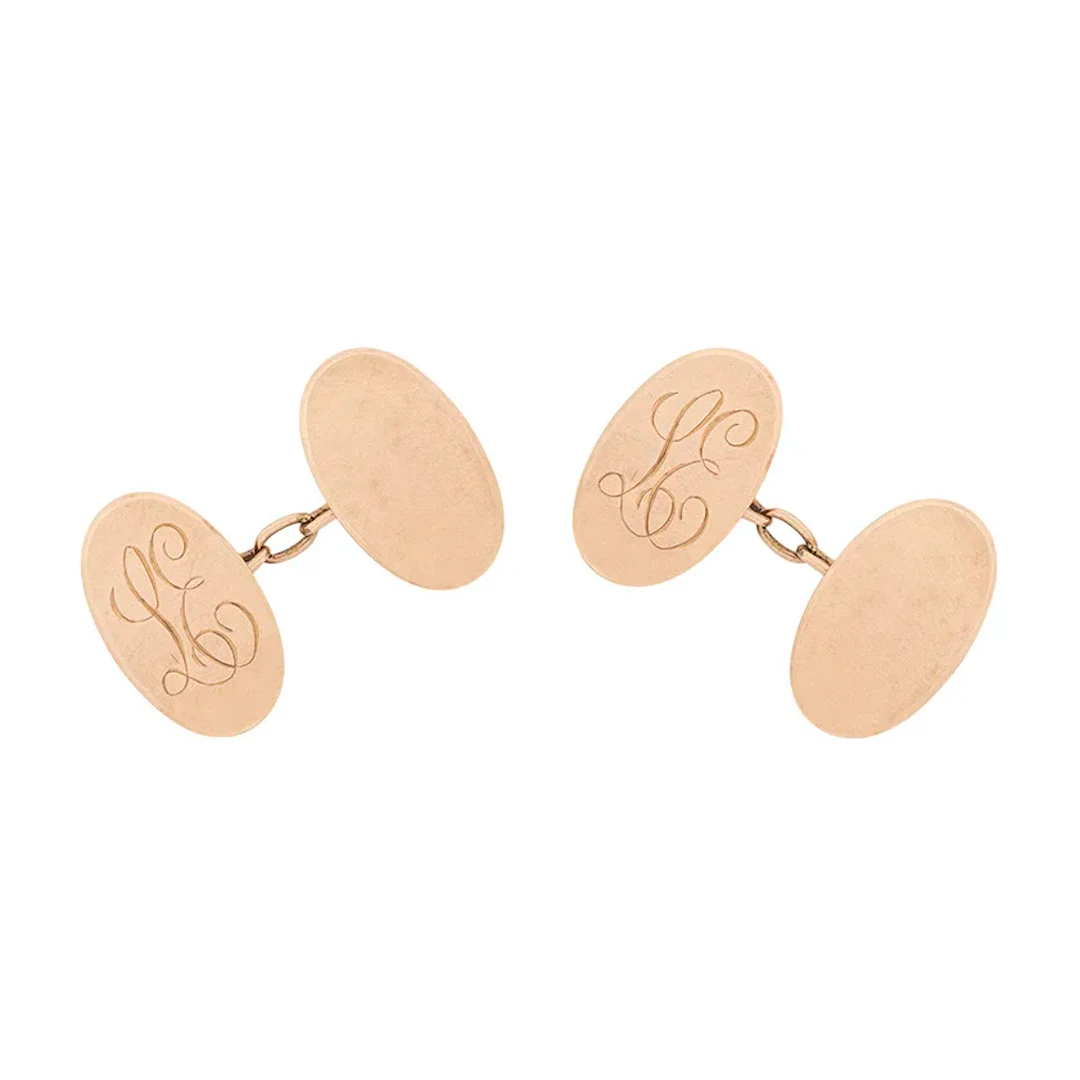 Edwardian 9 Carat Rose Gold Cufflinks, c.1909