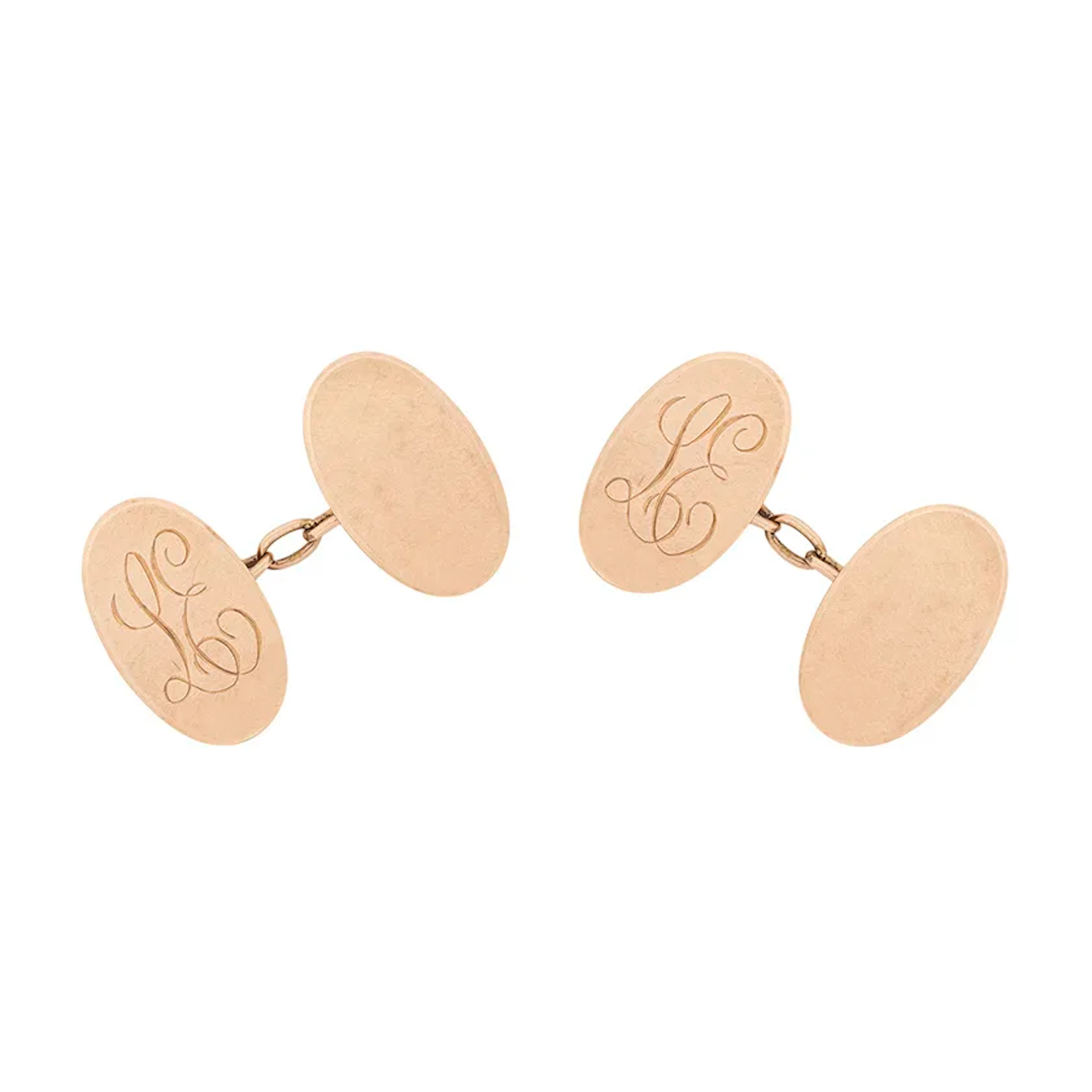Edwardian 9 Carat Rose Gold Cufflinks, c.1909