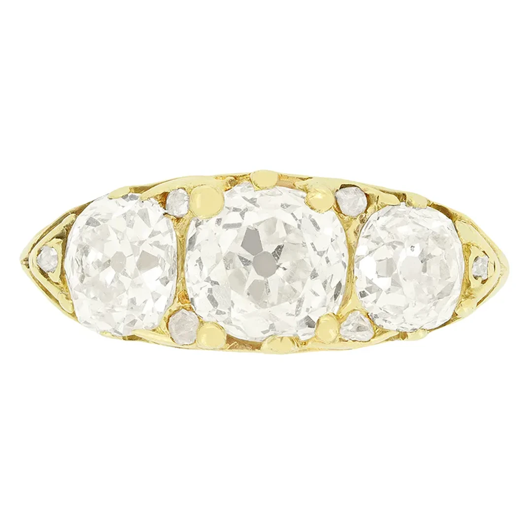 Victorian 2.60ct Diamond Three Stone Ring, c.1880s