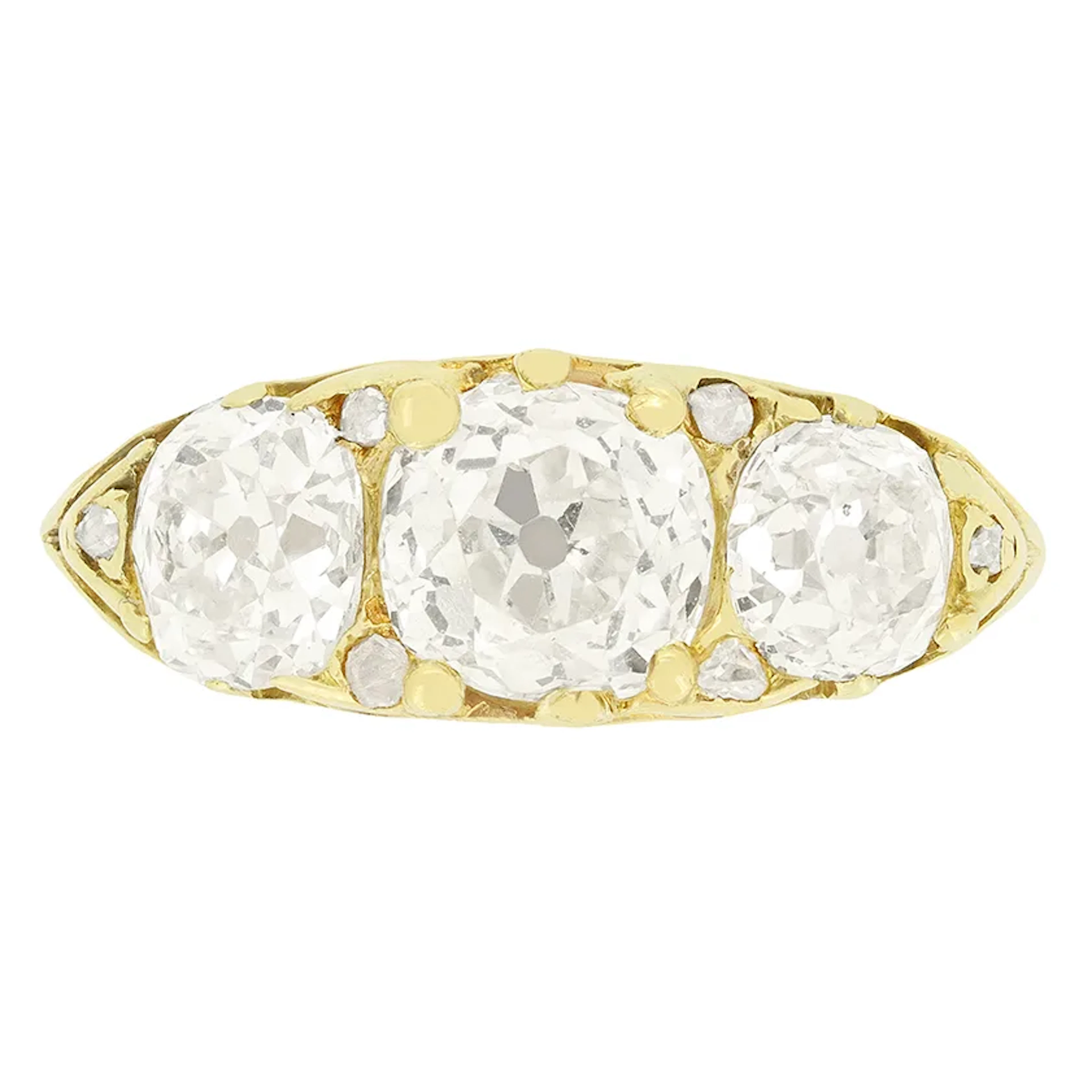 Victorian 2.60ct Diamond Three Stone Ring, c.1880s