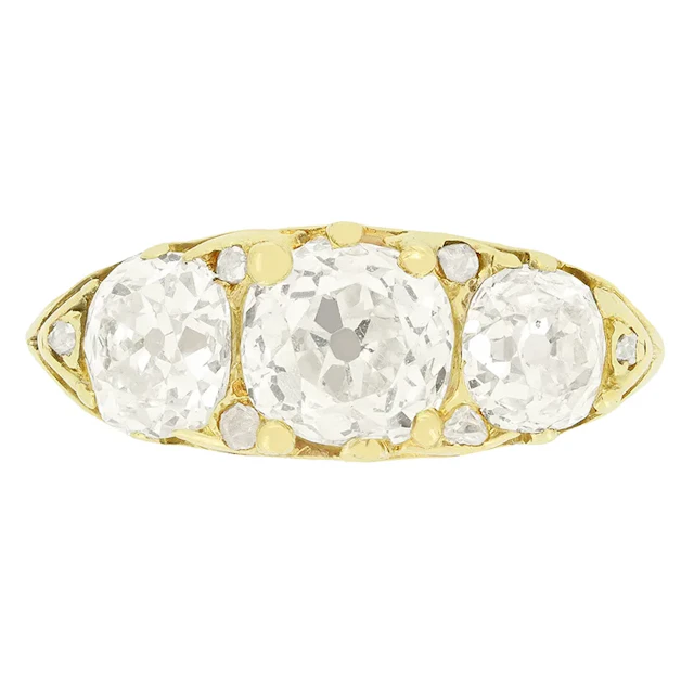 Victorian 2.60ct Diamond Three Stone Ring, c.1880s