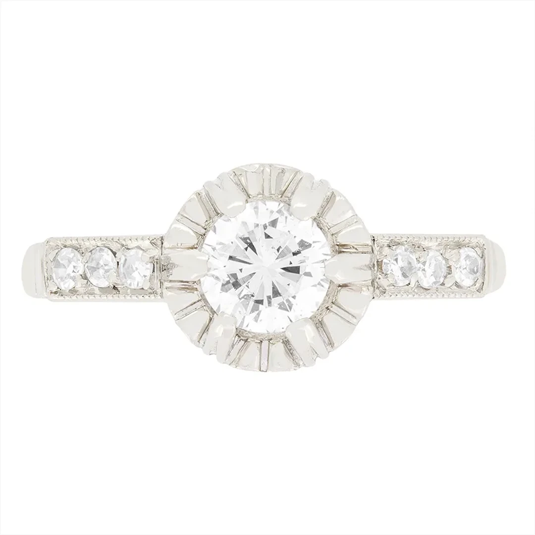 Late Deco 0.60ct Diamond Solitaire Ring, c.1940s
