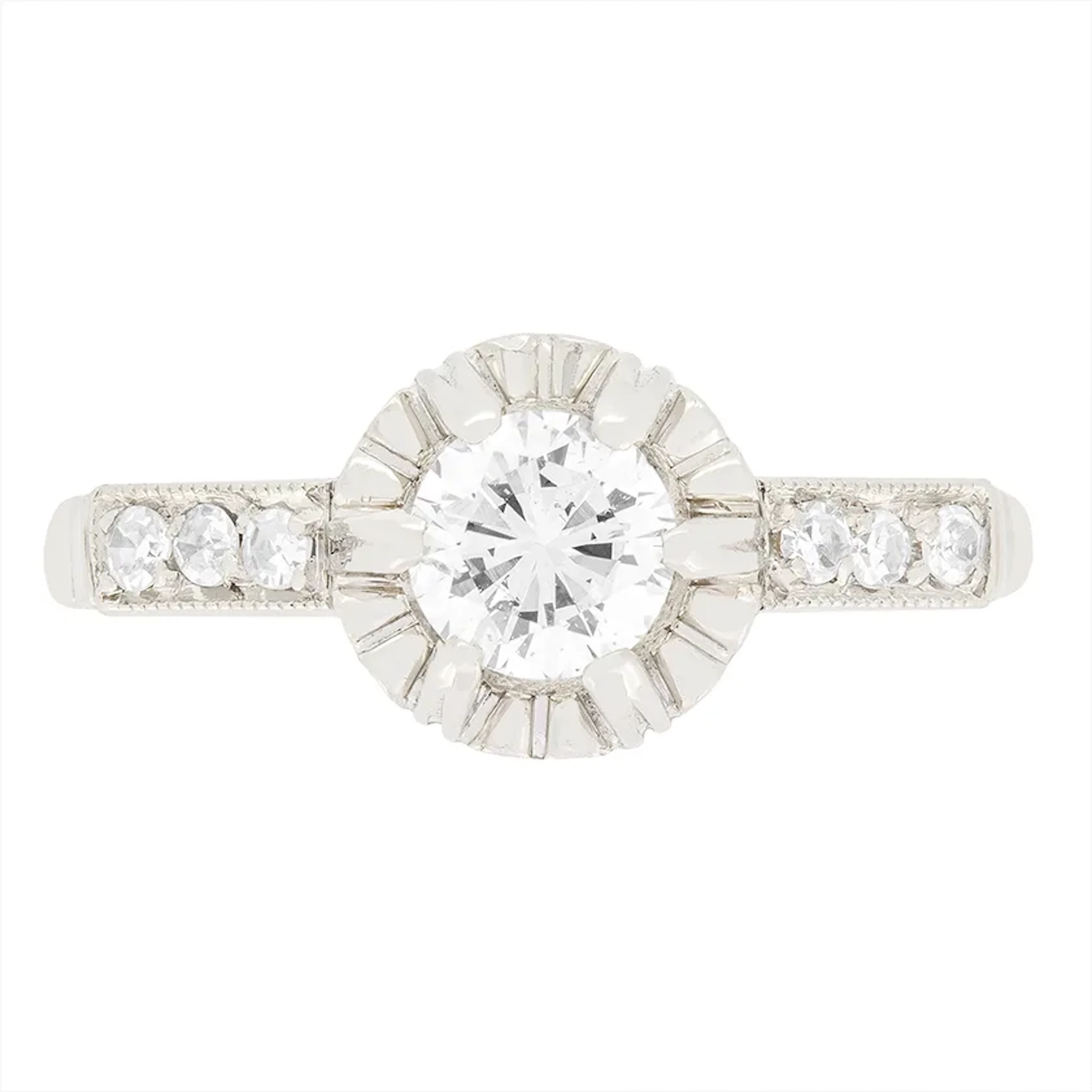 Late Deco 0.60ct Diamond Solitaire Ring, c.1940s