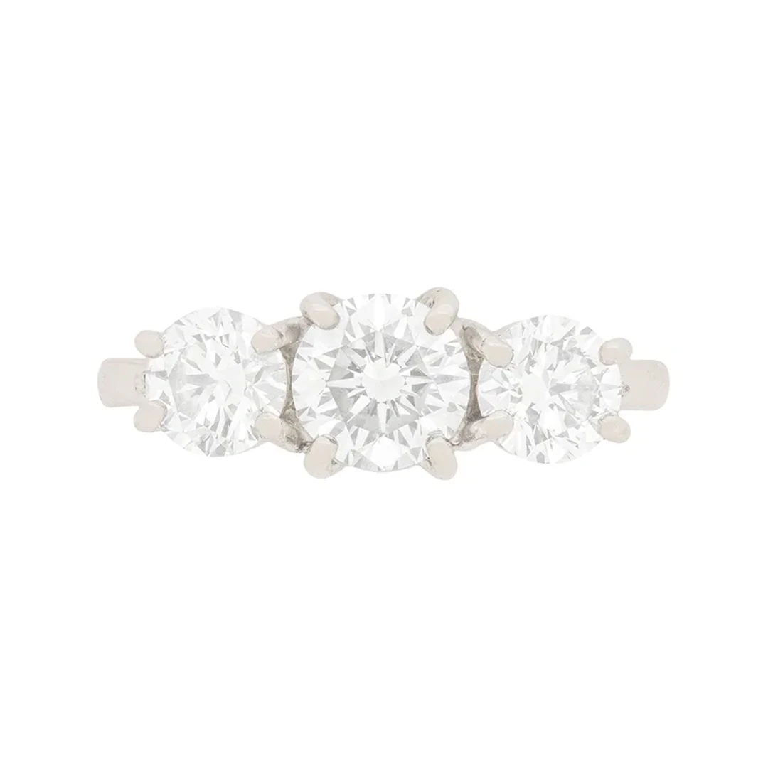 Contemporary 1.55ct Diamond Three Stone Engagement Ring