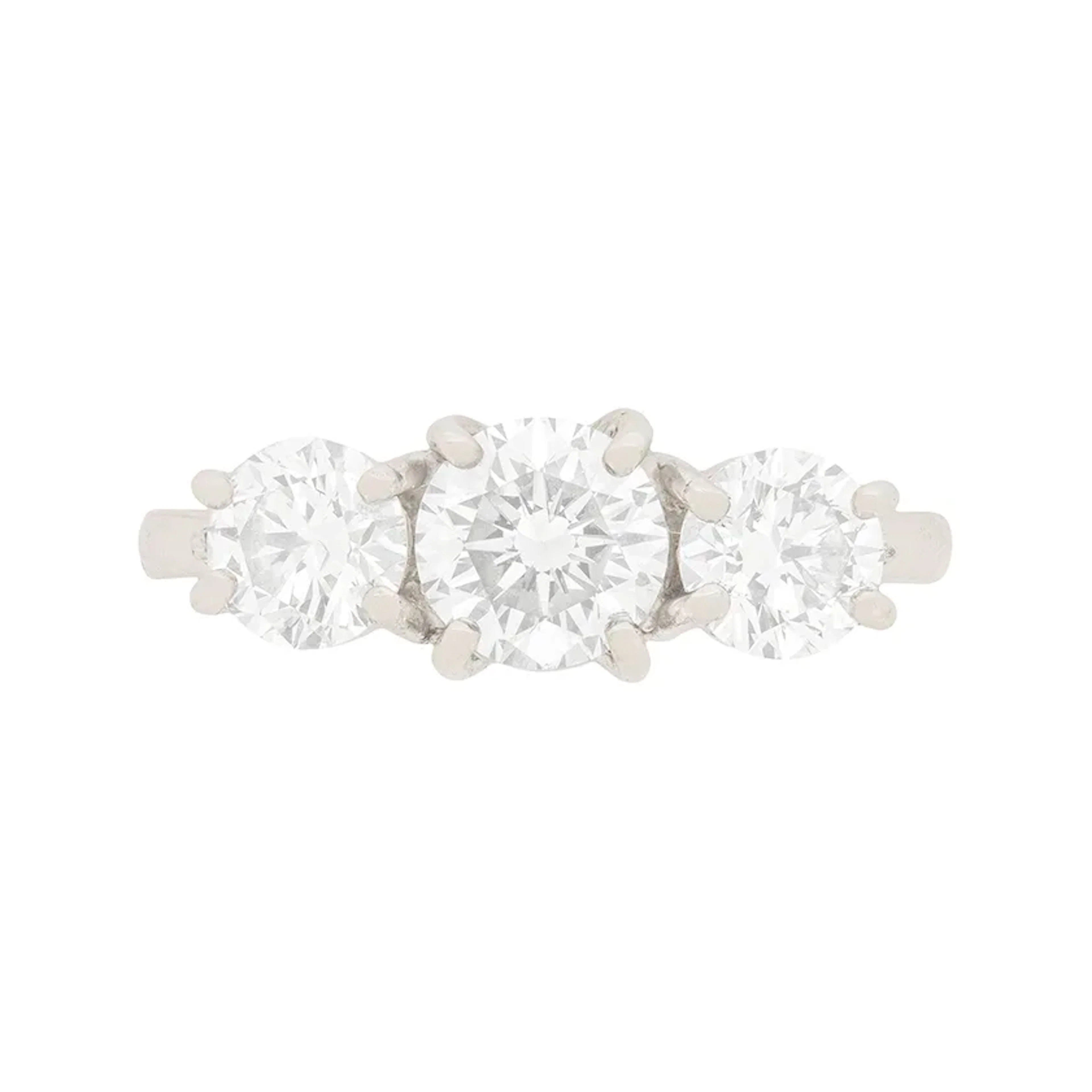 Contemporary 1.55ct Diamond Three Stone Engagement Ring