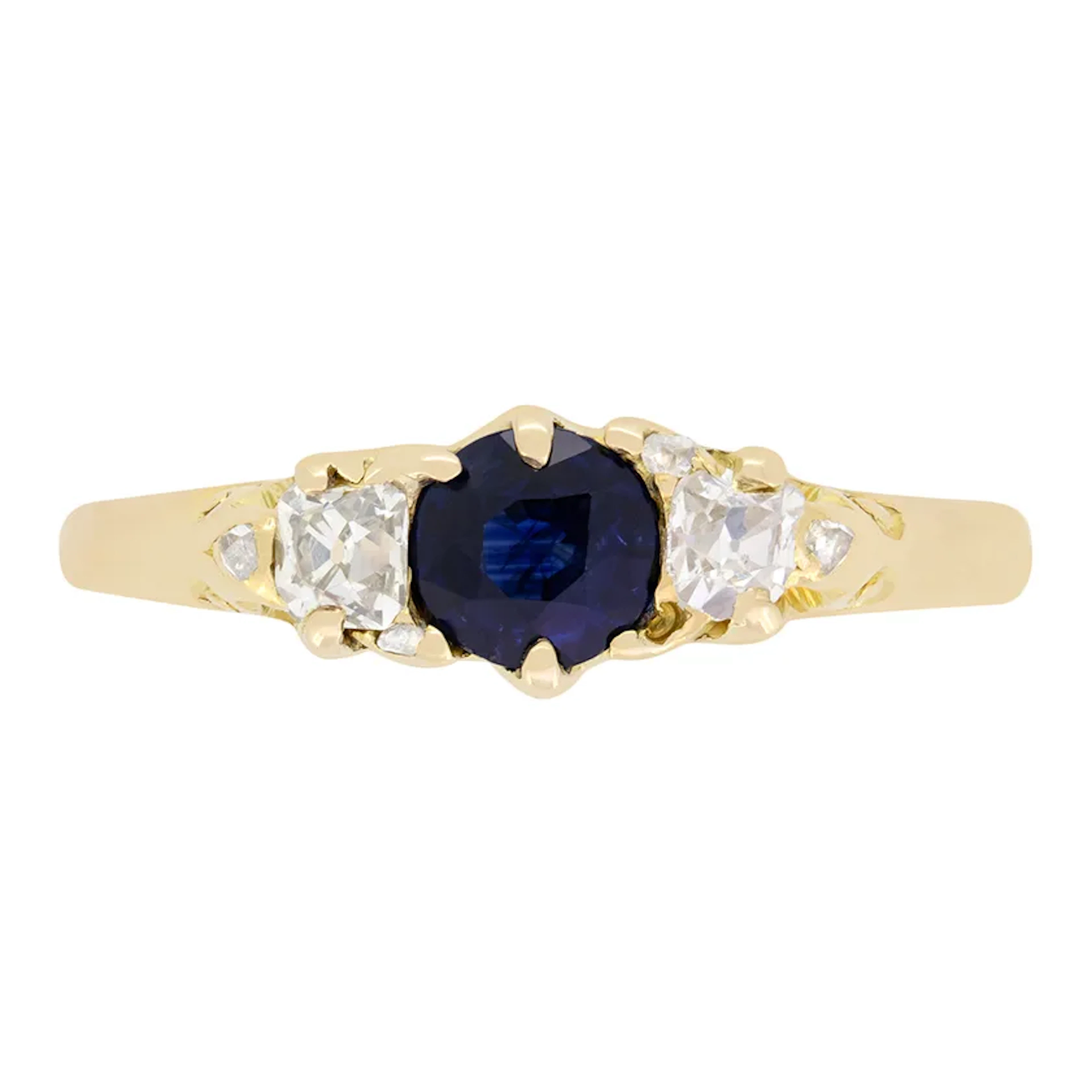 Victorian 0.50ct Sapphire and Diamond Trilogy Ring, c.1880s