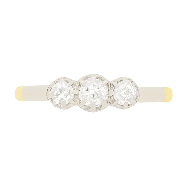 Art Deco 0.40ct Diamond Three Stone Engagement Ring, c.1920s