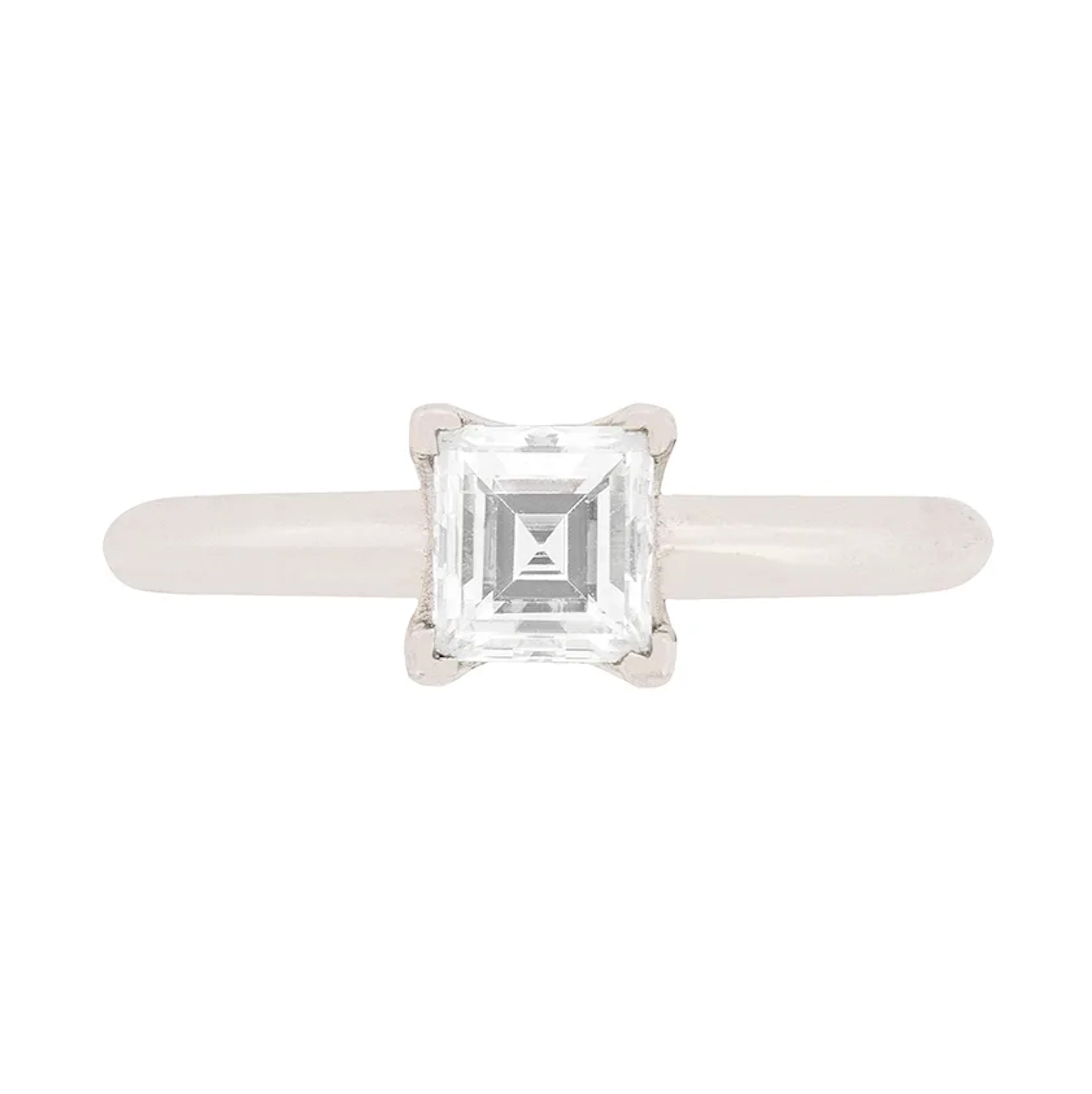 Contmeporary 0.57ct Carre Cut Diamond Solitaire Engagement Ring