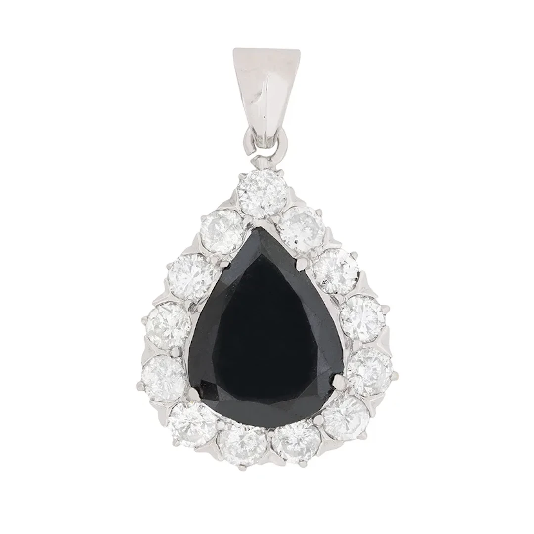 Contemporary 2.53 Carat Black Diamond With Halo Pendant