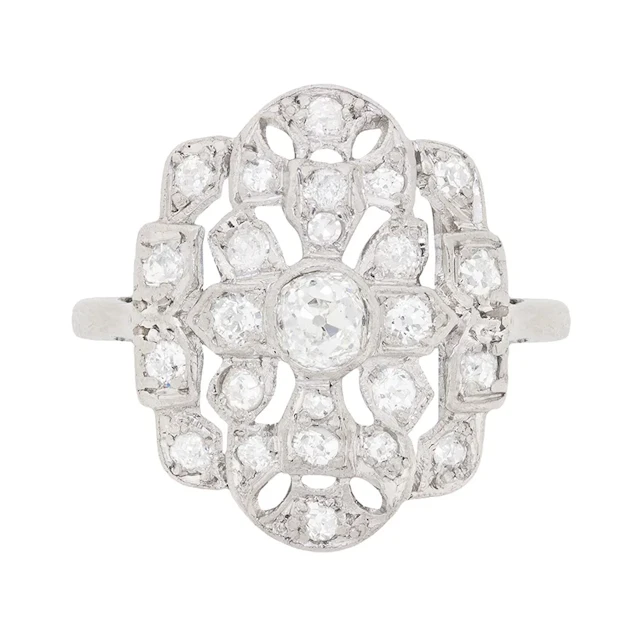 Art Deco Diamond Cluster Ring, c.1920s