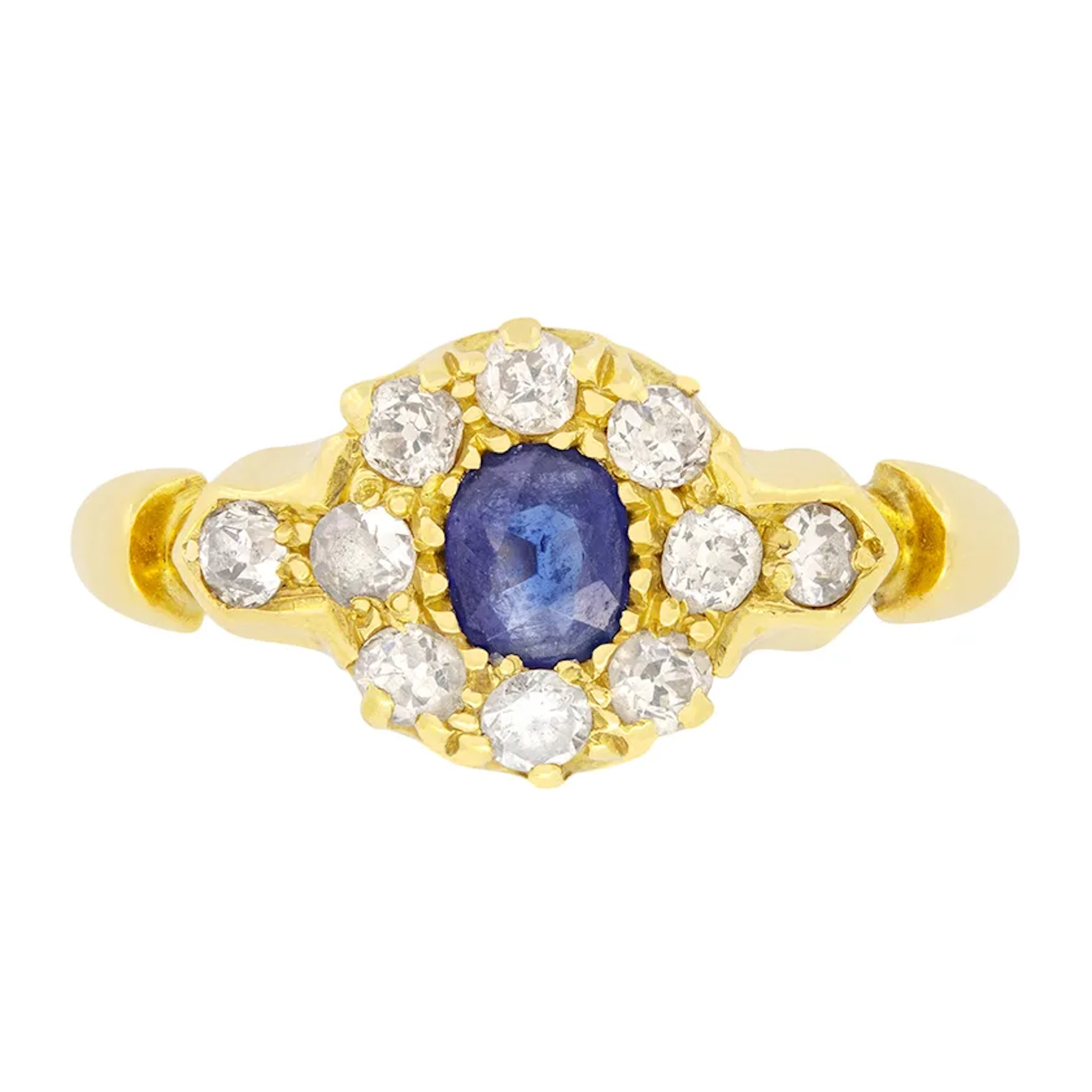 Edwardian 0.40ct Sapphire and Diamond Cluster Ring, hallmarked 1907