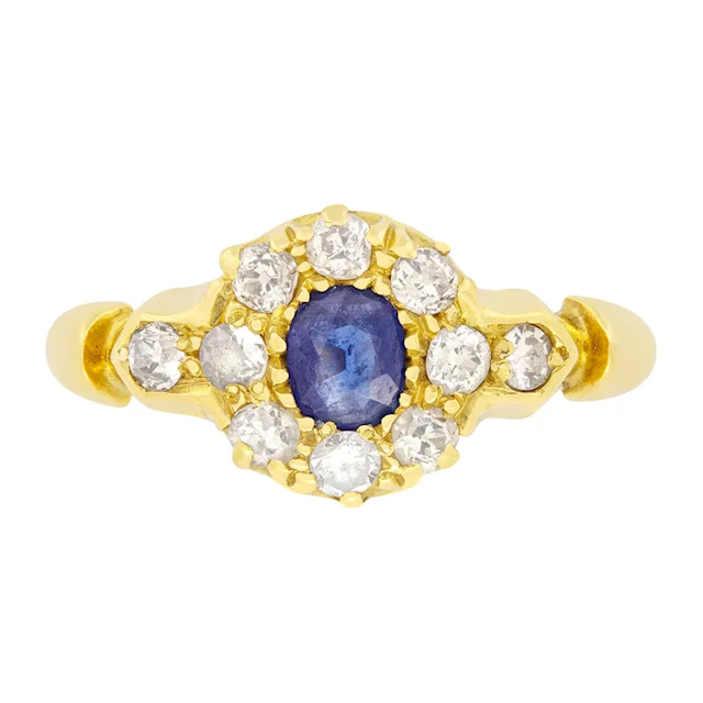 Edwardian 0.40ct Sapphire and Diamond Cluster Ring, hallmarked 1907