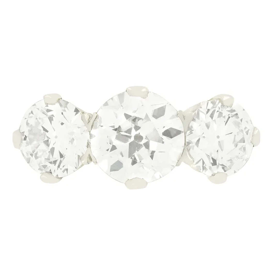 Art Deco 3.85ct Diamond Three Stone Ring, c.1920s