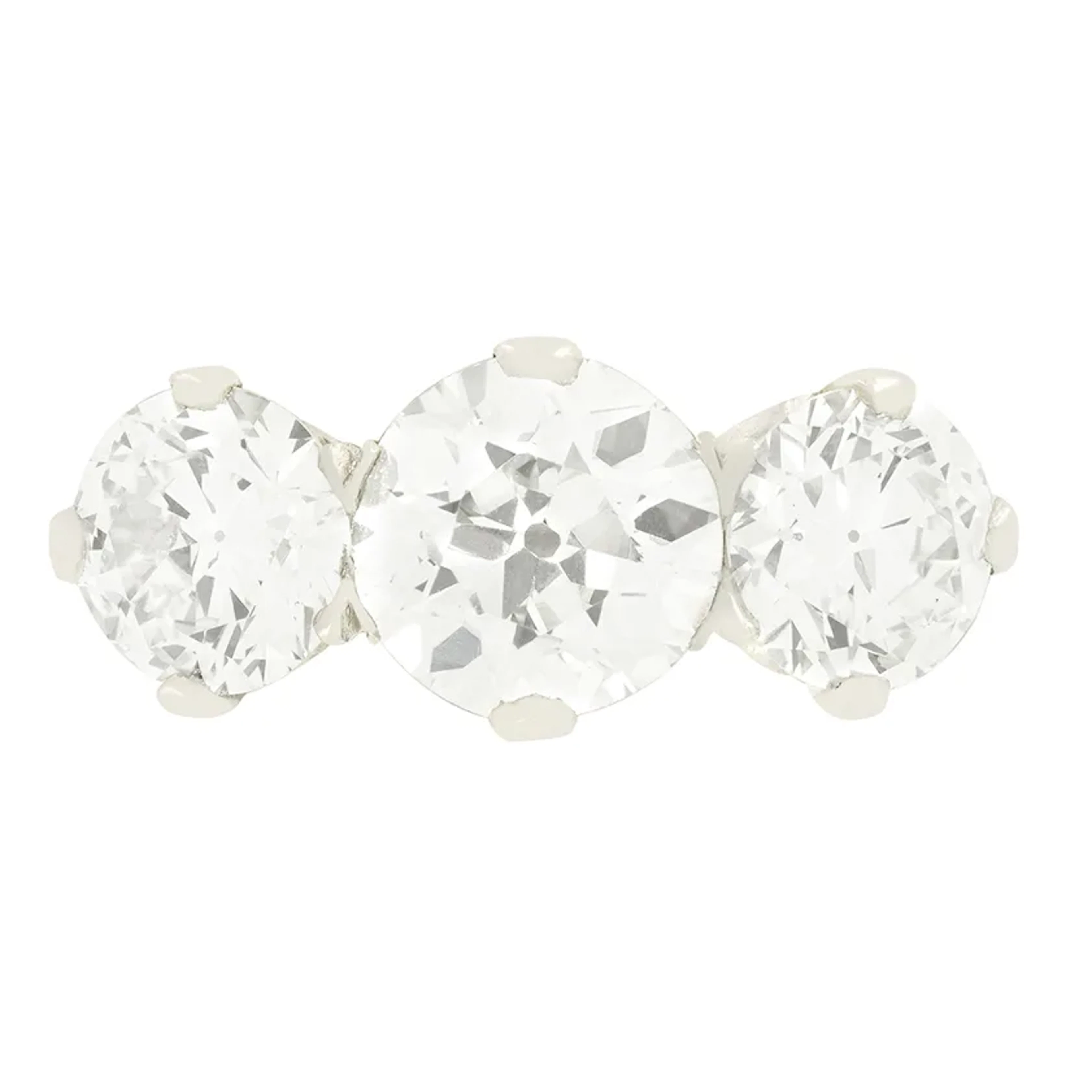 Art Deco 3.85ct Diamond Three Stone Ring, c.1920s