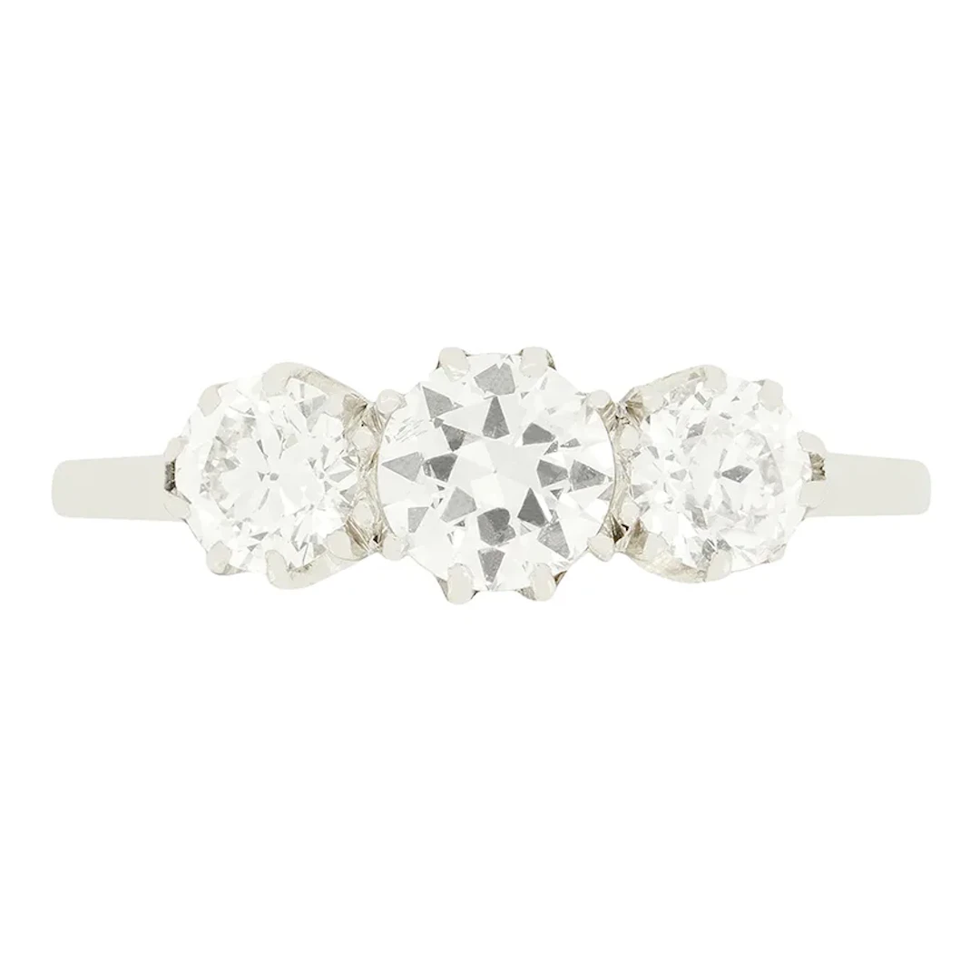 Art Deco 1.00ct Diamond Three Stone Ring, c.1920s