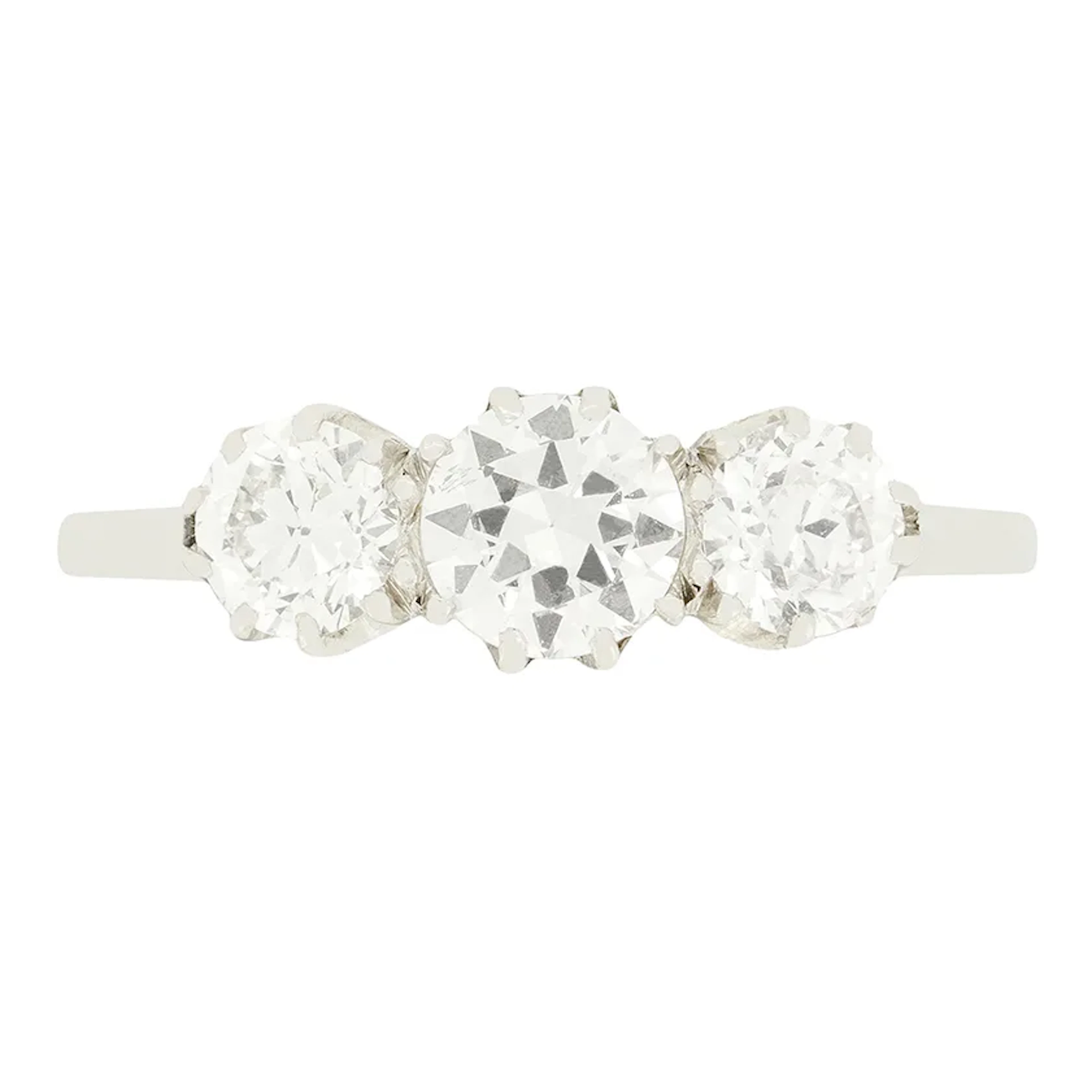 Art Deco 1.00ct Diamond Three Stone Ring, c.1920s