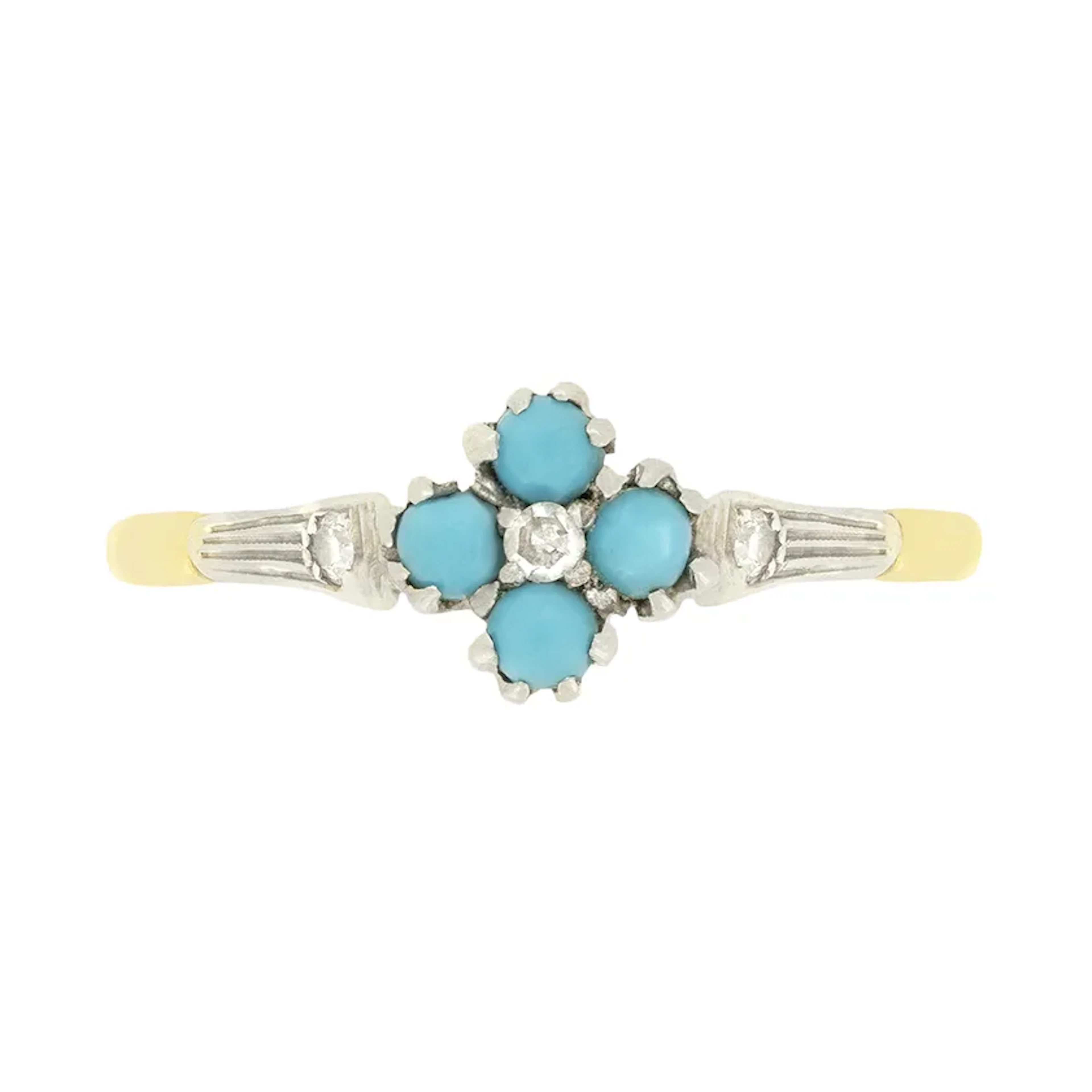 Edwardian 0.06ct Diamond and Turquoise Ring, c.1910s