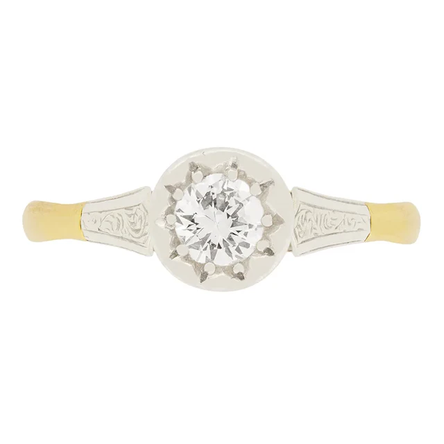 Art Deco 0.40ct Diamond Solitaire Ring, c.1930s