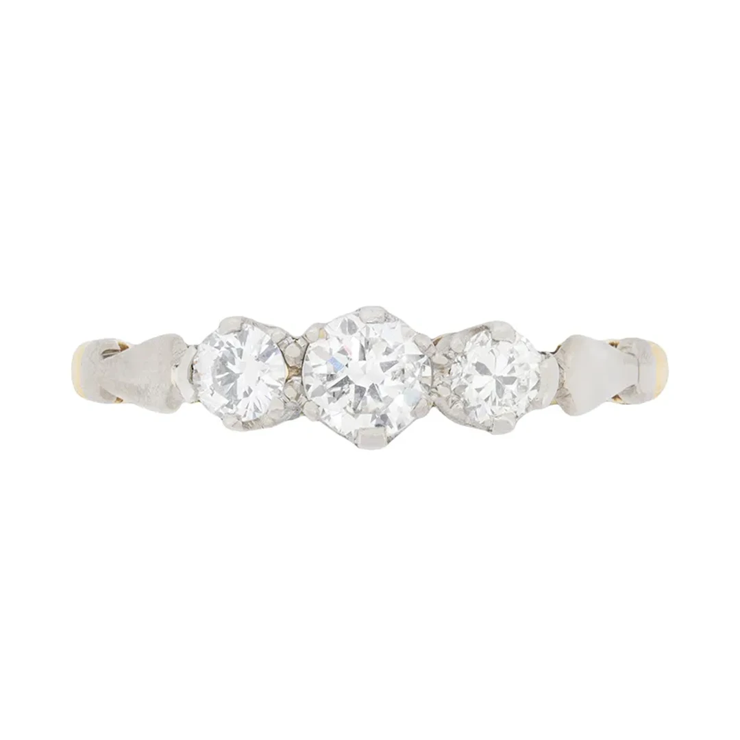 Art Deco Diamond Three Stone Engagement Ring, c.1930s