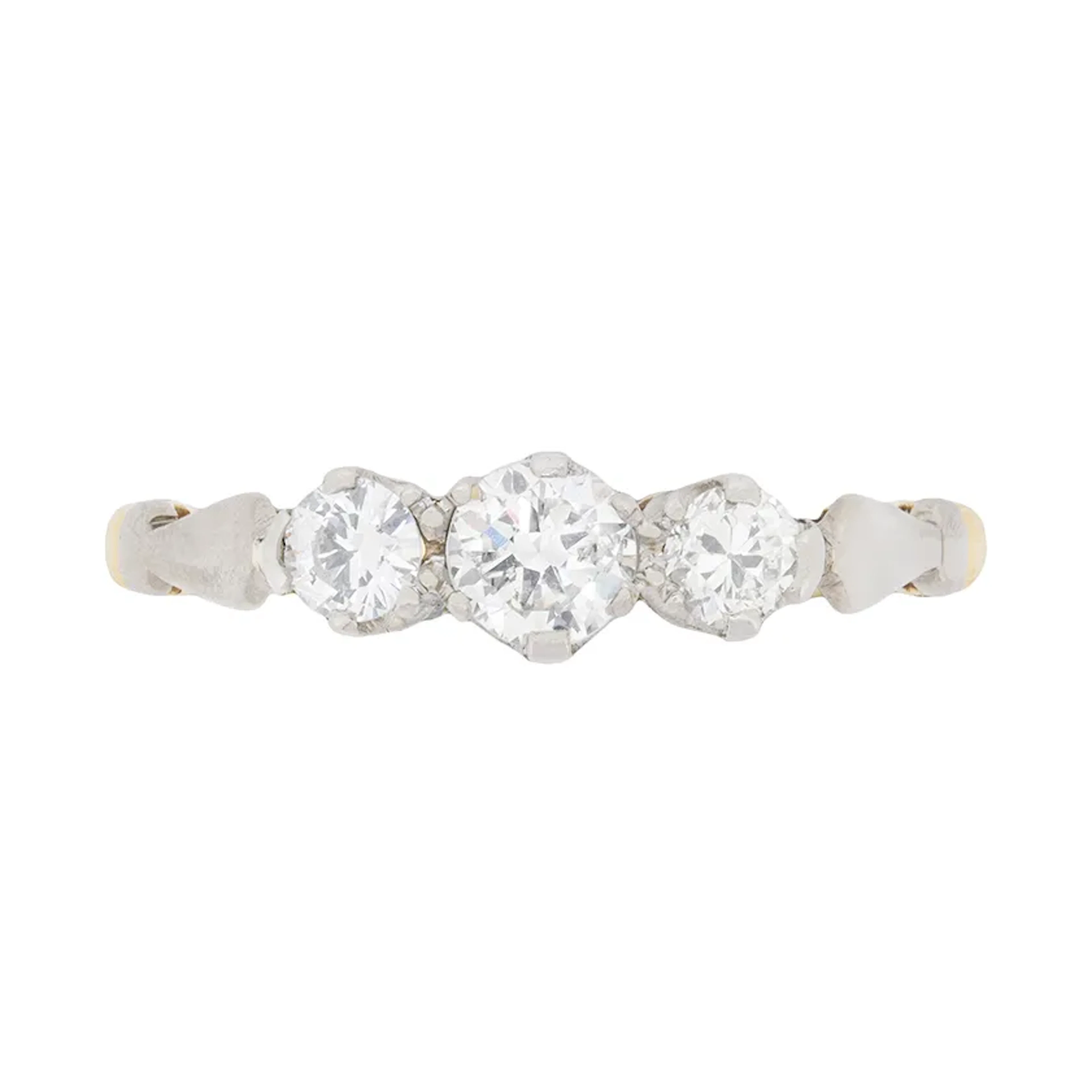 Art Deco Diamond Three Stone Engagement Ring, c.1930s