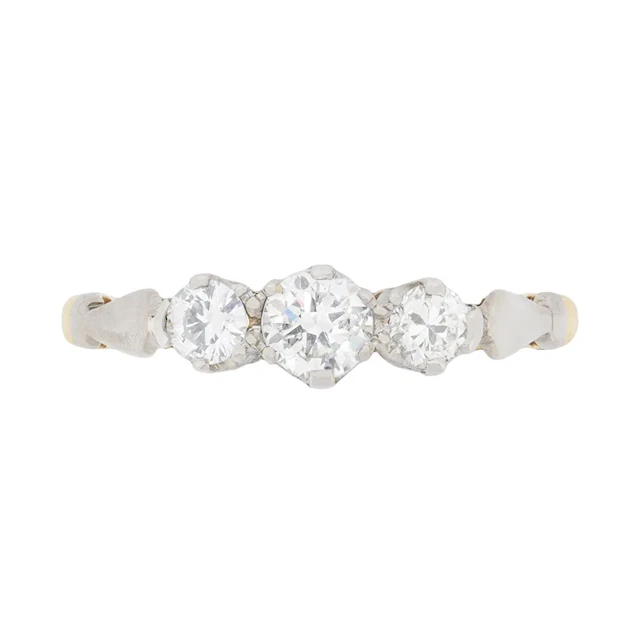 Art Deco Diamond Three Stone Engagement Ring, c.1930s