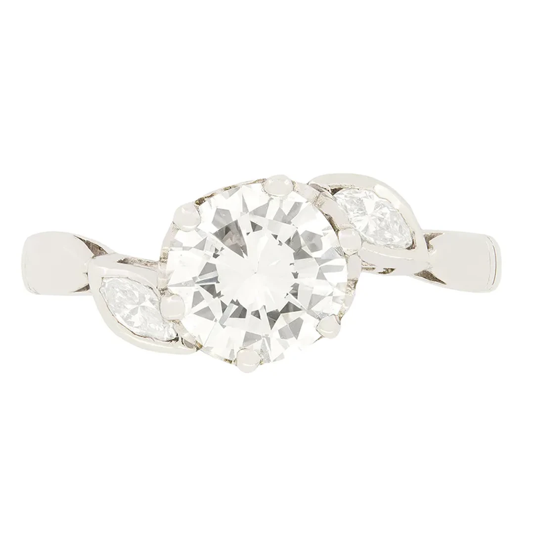 Late Deco 0.90ct Diamond Solitaire Ring, c.1940s