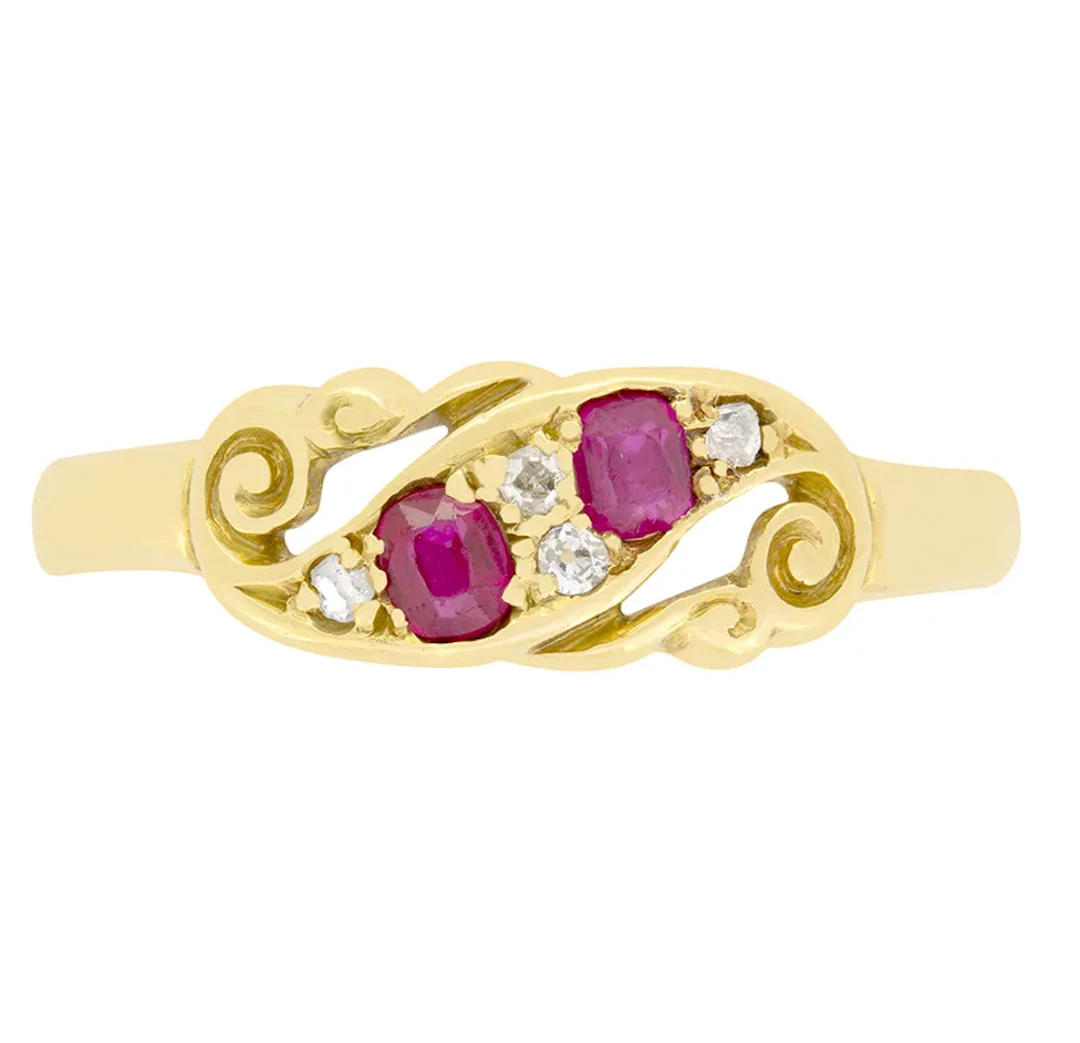 Victorian 0.30ct Ruby and Diamond Cluster Ring, hallmarked 1868
