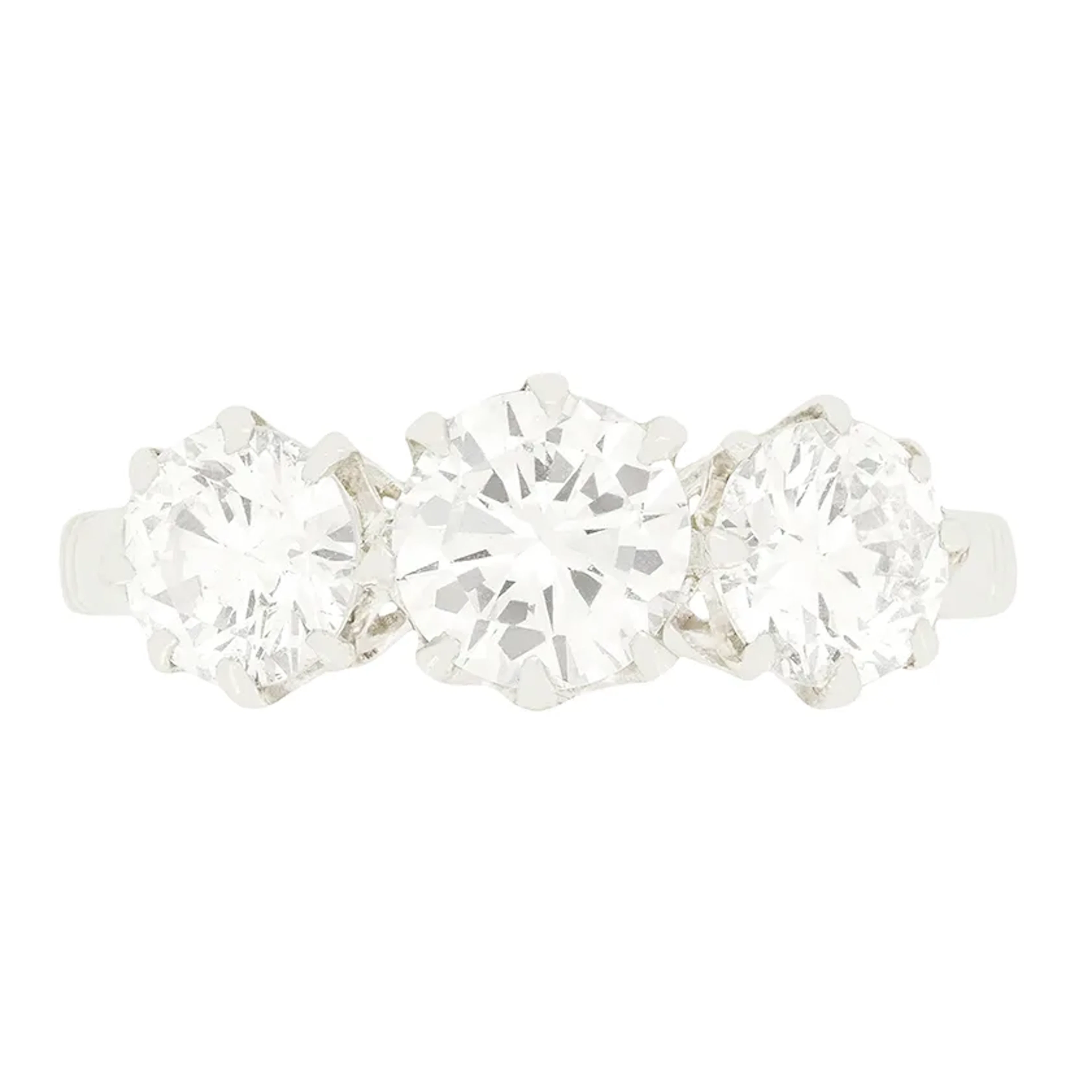 Late Deco 1.30ct Diamond Three Stone Ring, c.1940s