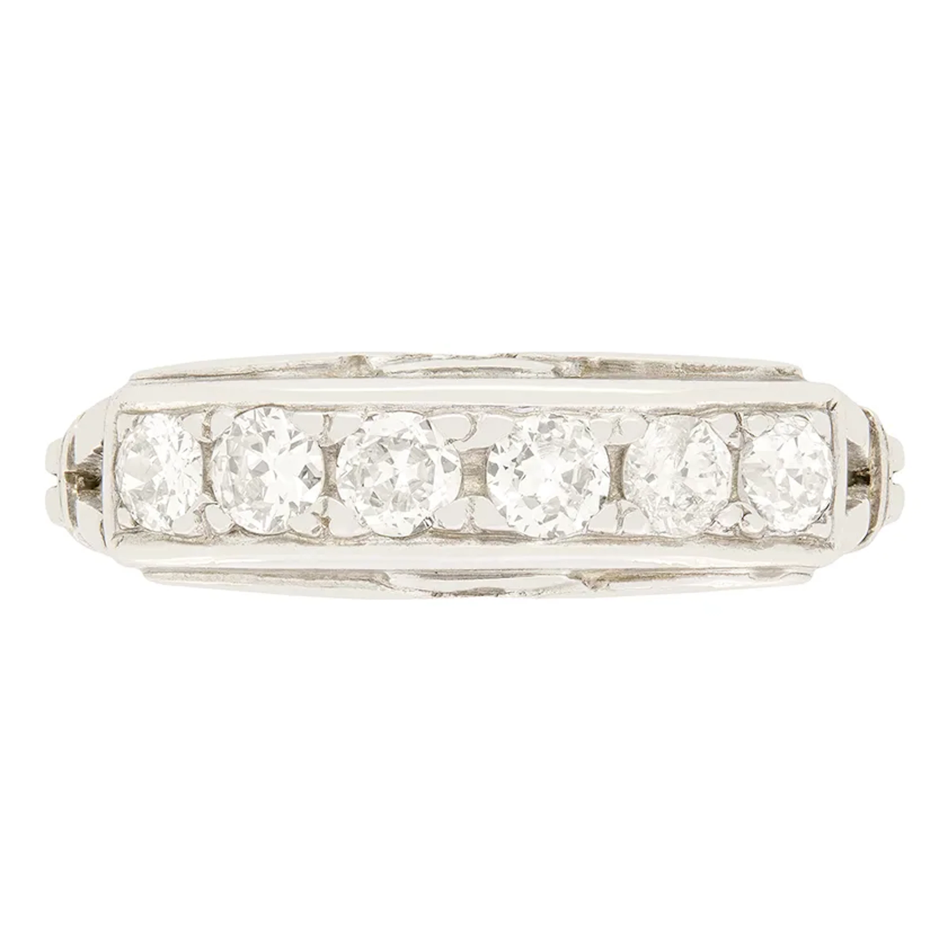 Late Deco 0.60ct Diamond Six Stone Ring, c.1940s