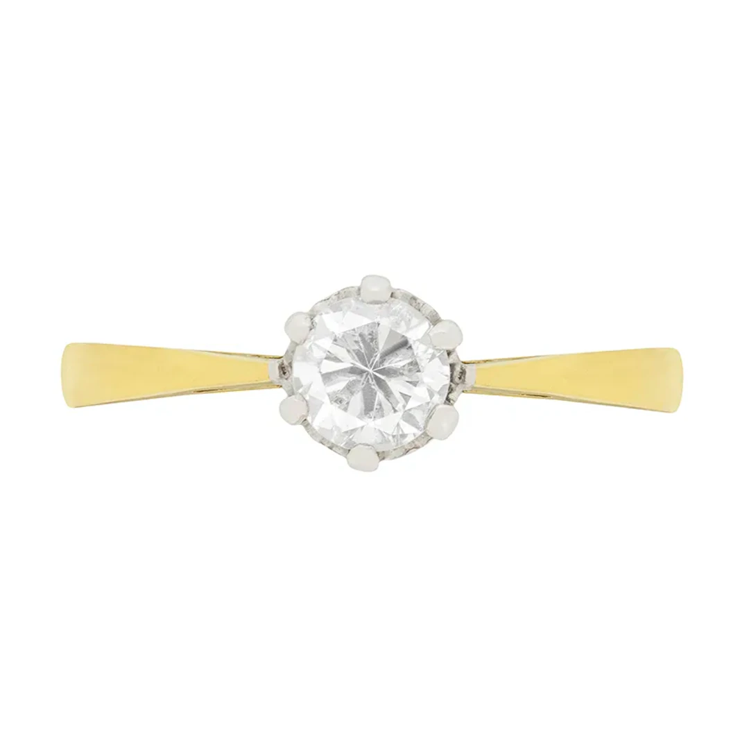 Late Deco Diamond Solitaire Engagement Ring, c.1940s