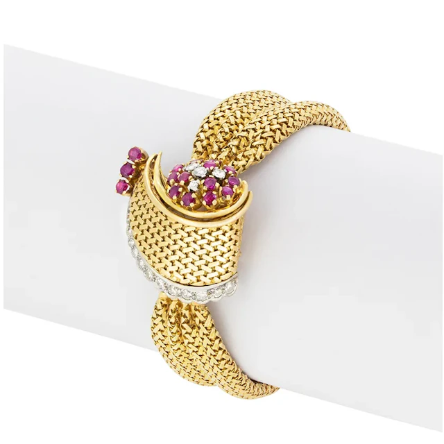 Late Deco, 0.45ct Ruby and Diamond Cocktail Watch, c.1920s