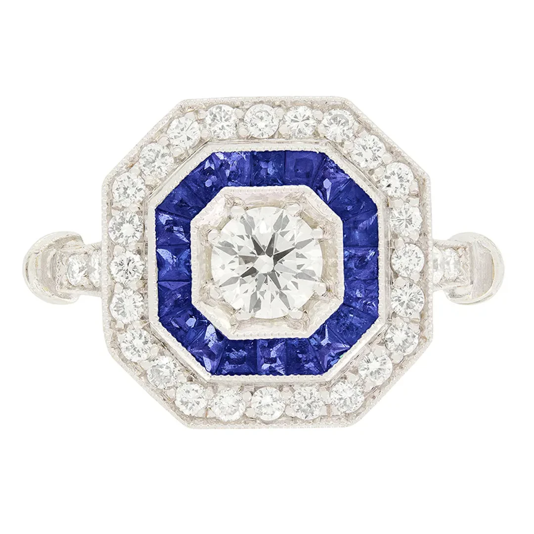 Vintage 0.40ct Diamond and Sapphire Cluster, c.1970s