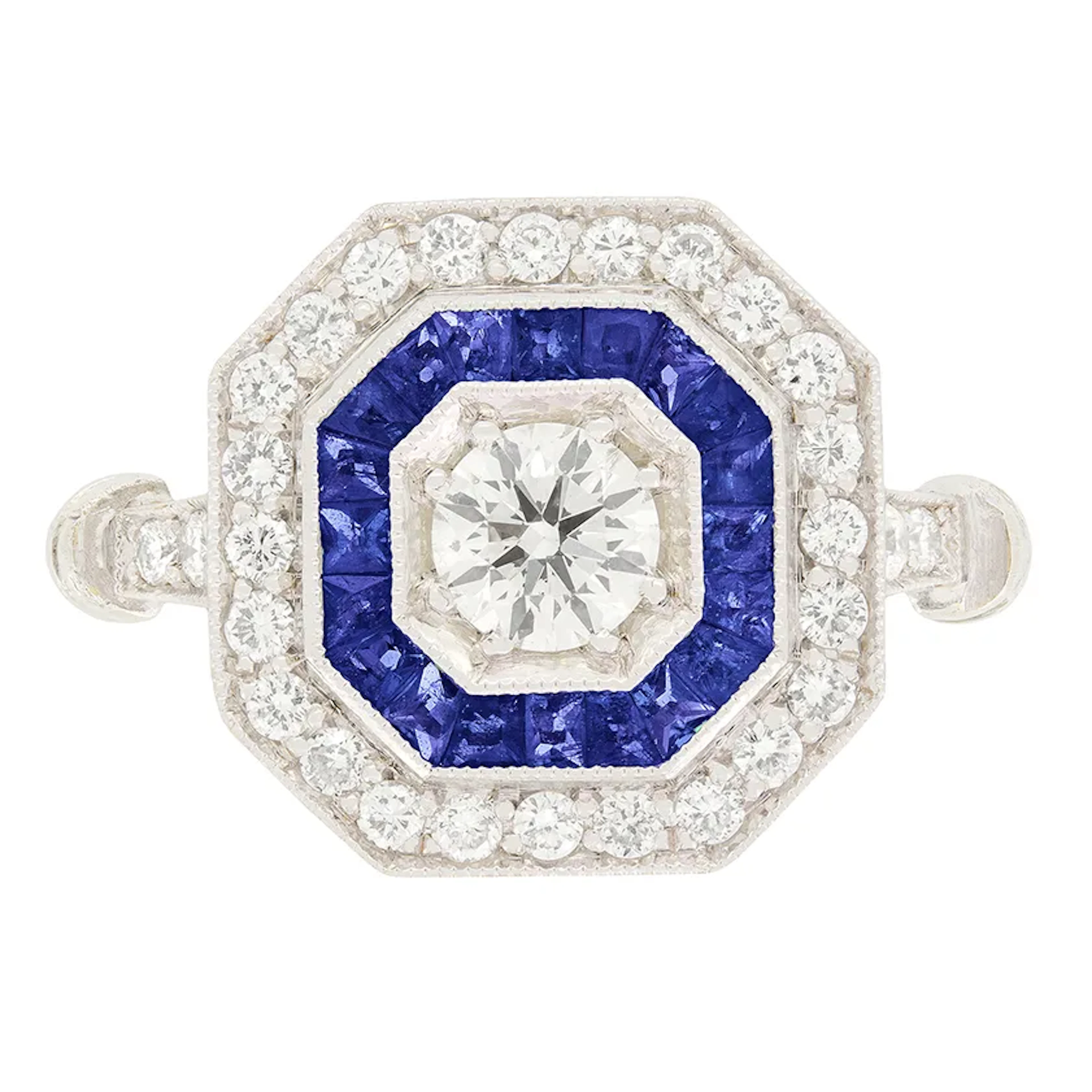 Vintage 0.40ct Diamond and Sapphire Cluster, c.1970s