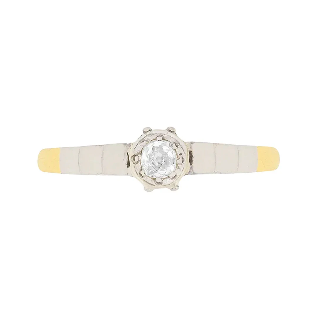 Edwardian 0.15ct Diamond Solitaire Engagement Ring, c.1910s