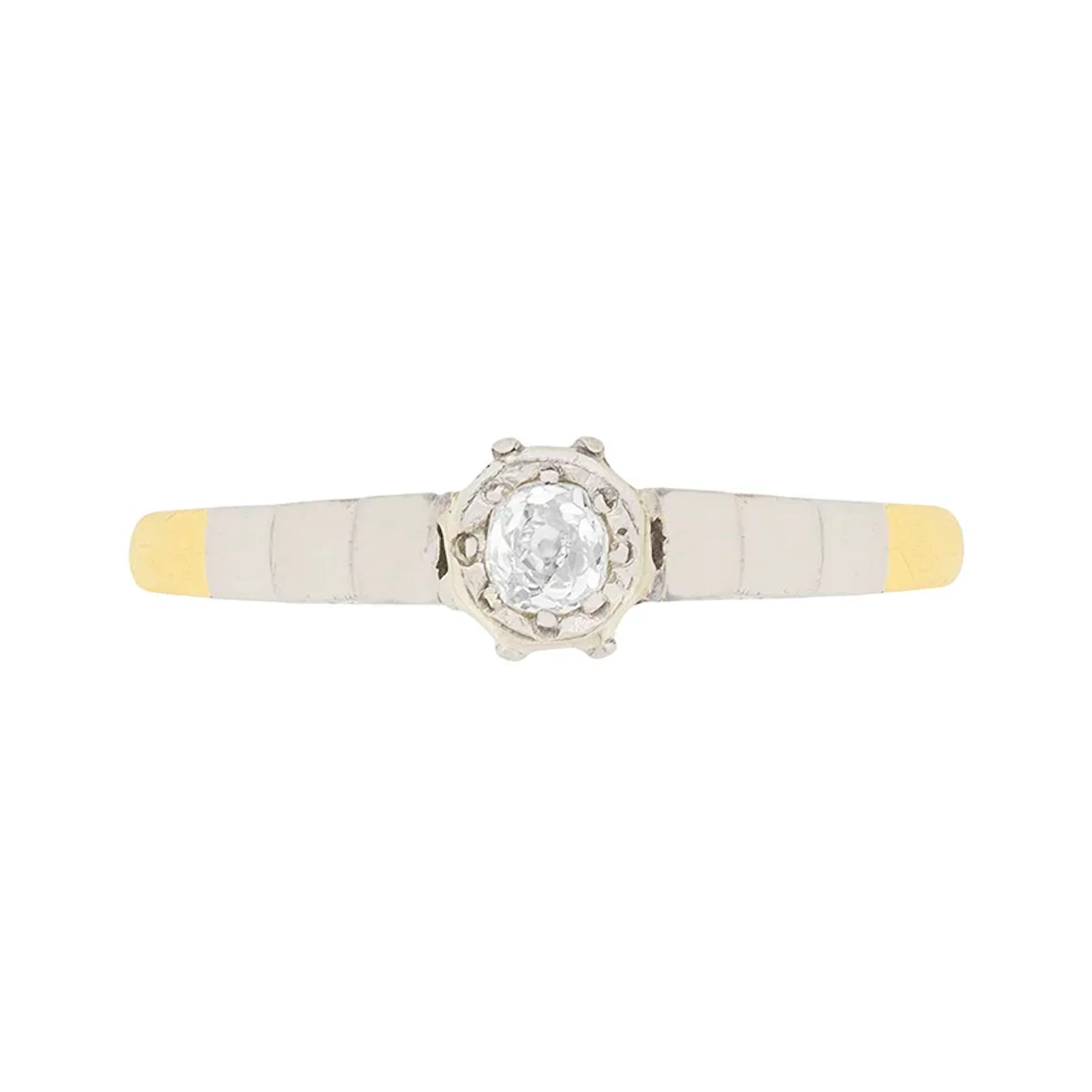 Edwardian 0.15ct Diamond Solitaire Engagement Ring, c.1910s