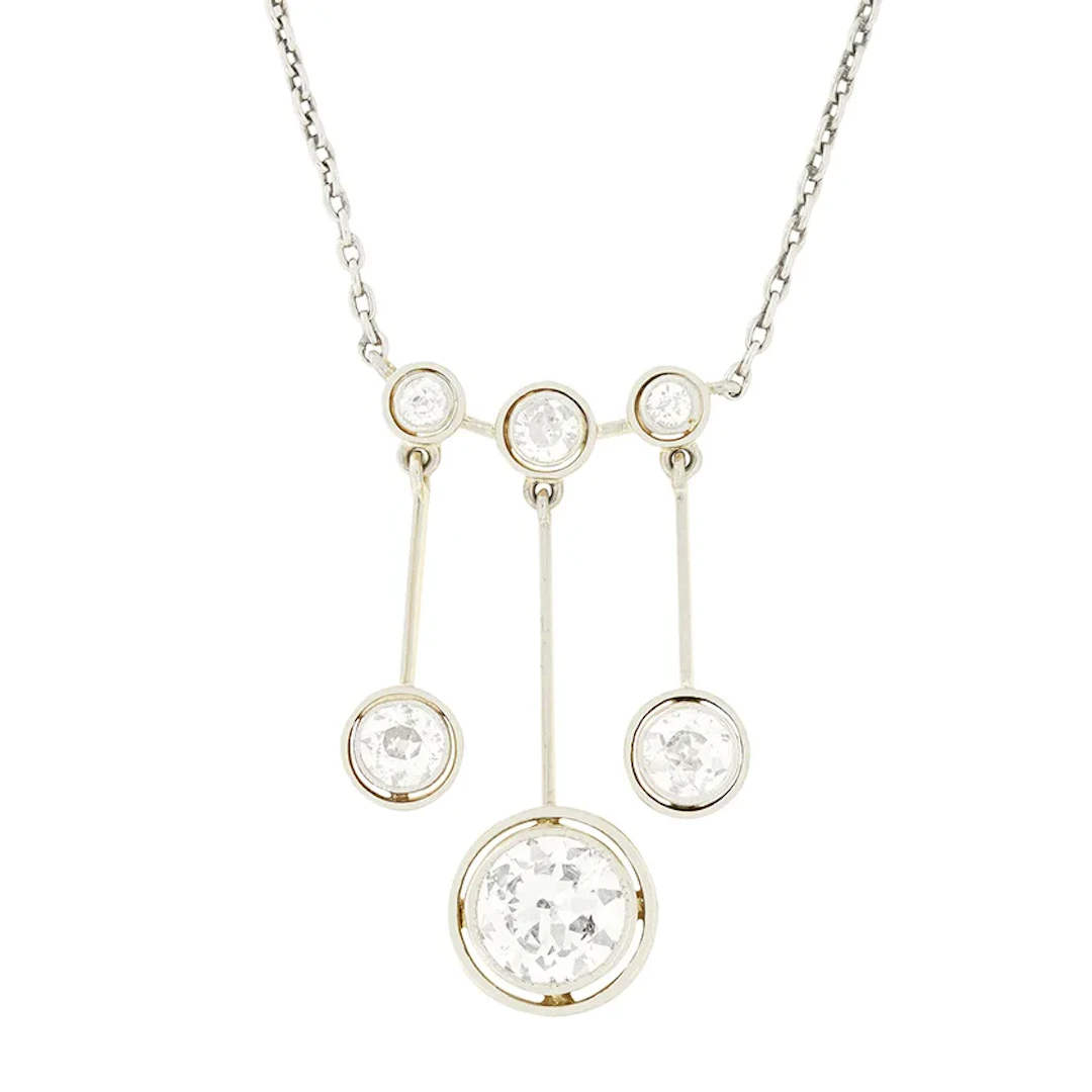 Edwardian 3.30ct Diamond Triple Drop Pendant, c.1910s