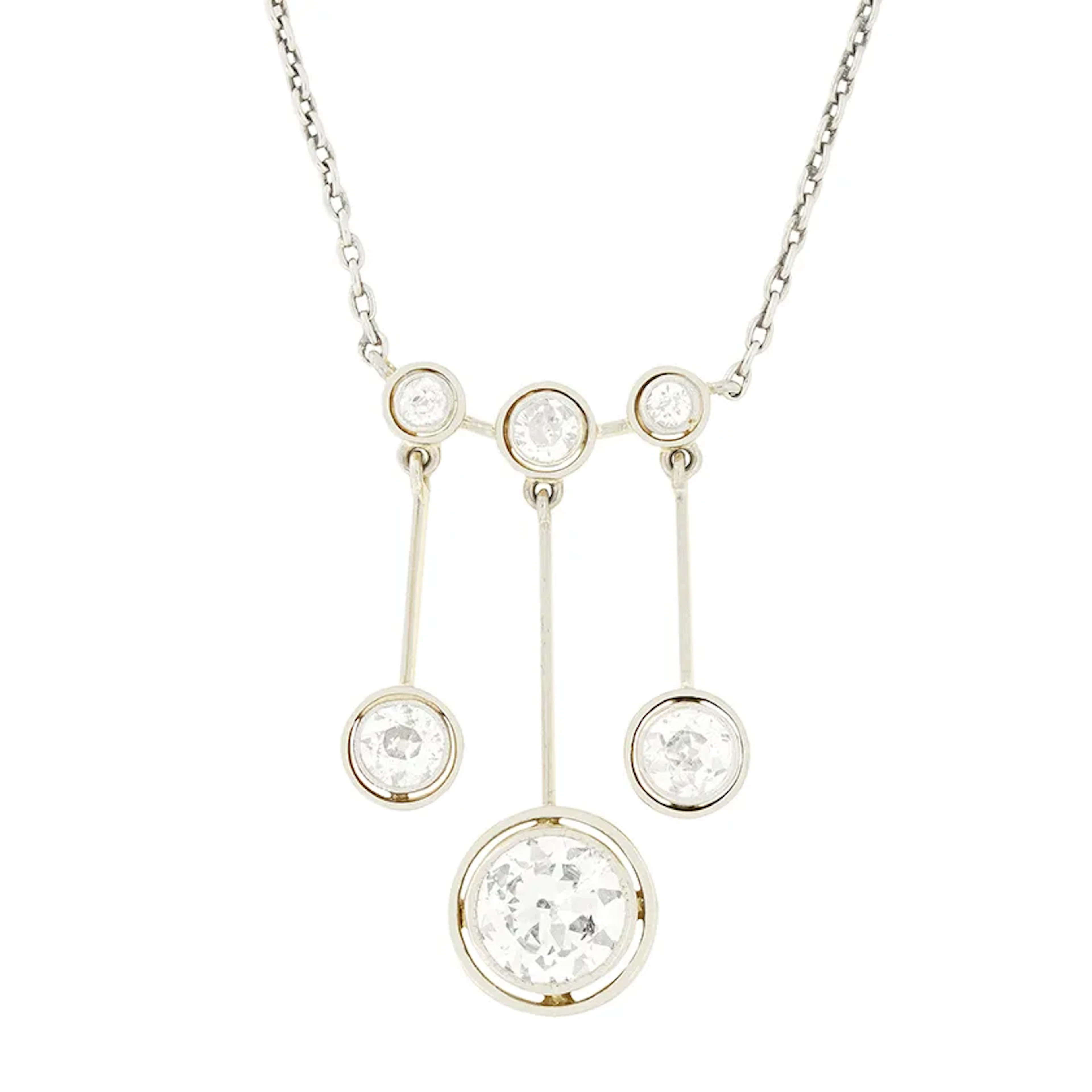 Edwardian 3.30ct Diamond Triple Drop Pendant, c.1910s