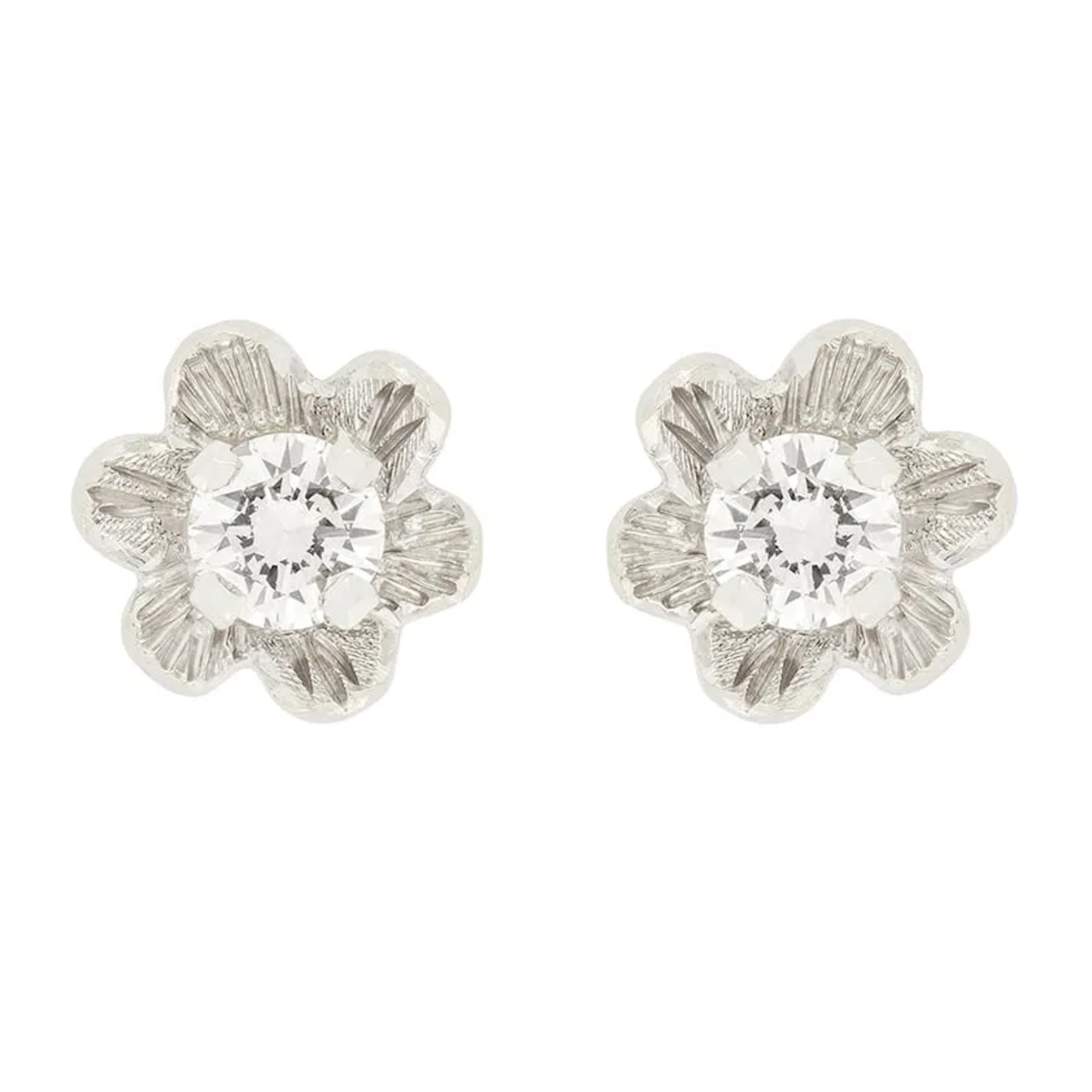 Late Deco 0.60ct Diamond Earrings, c.1940s
