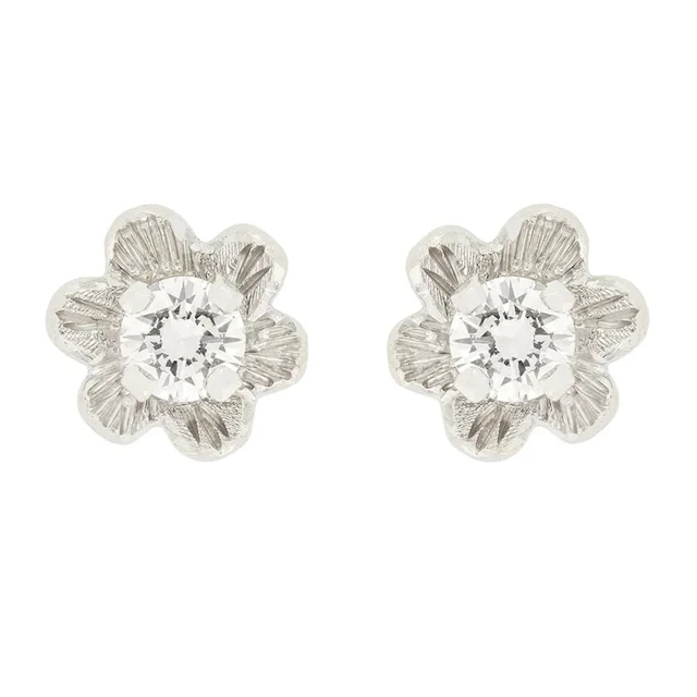 Late Deco 0.60ct Diamond Earrings, c.1940s