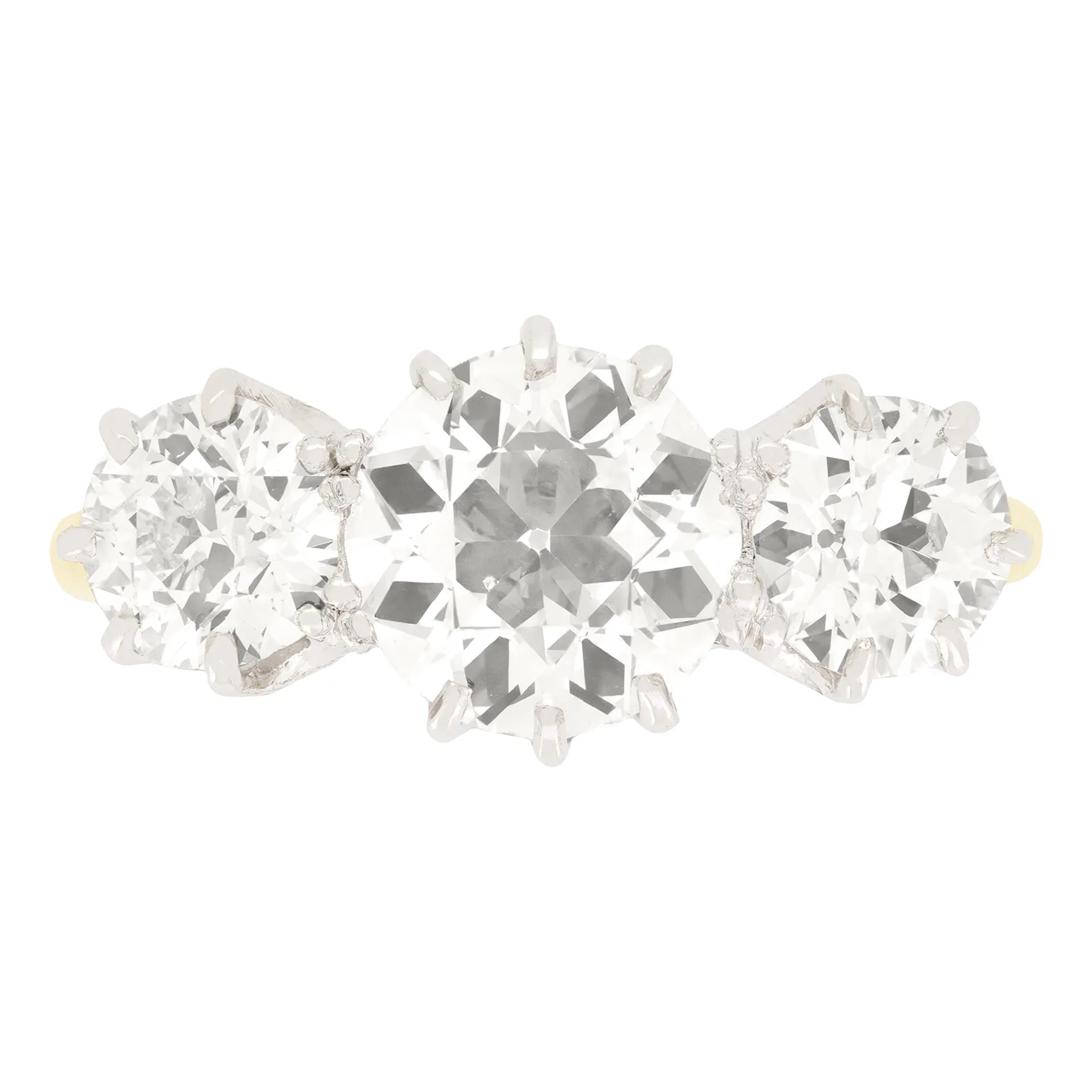 Edwardian 3.60ct Diamond Three Stone Ring, c.1910s