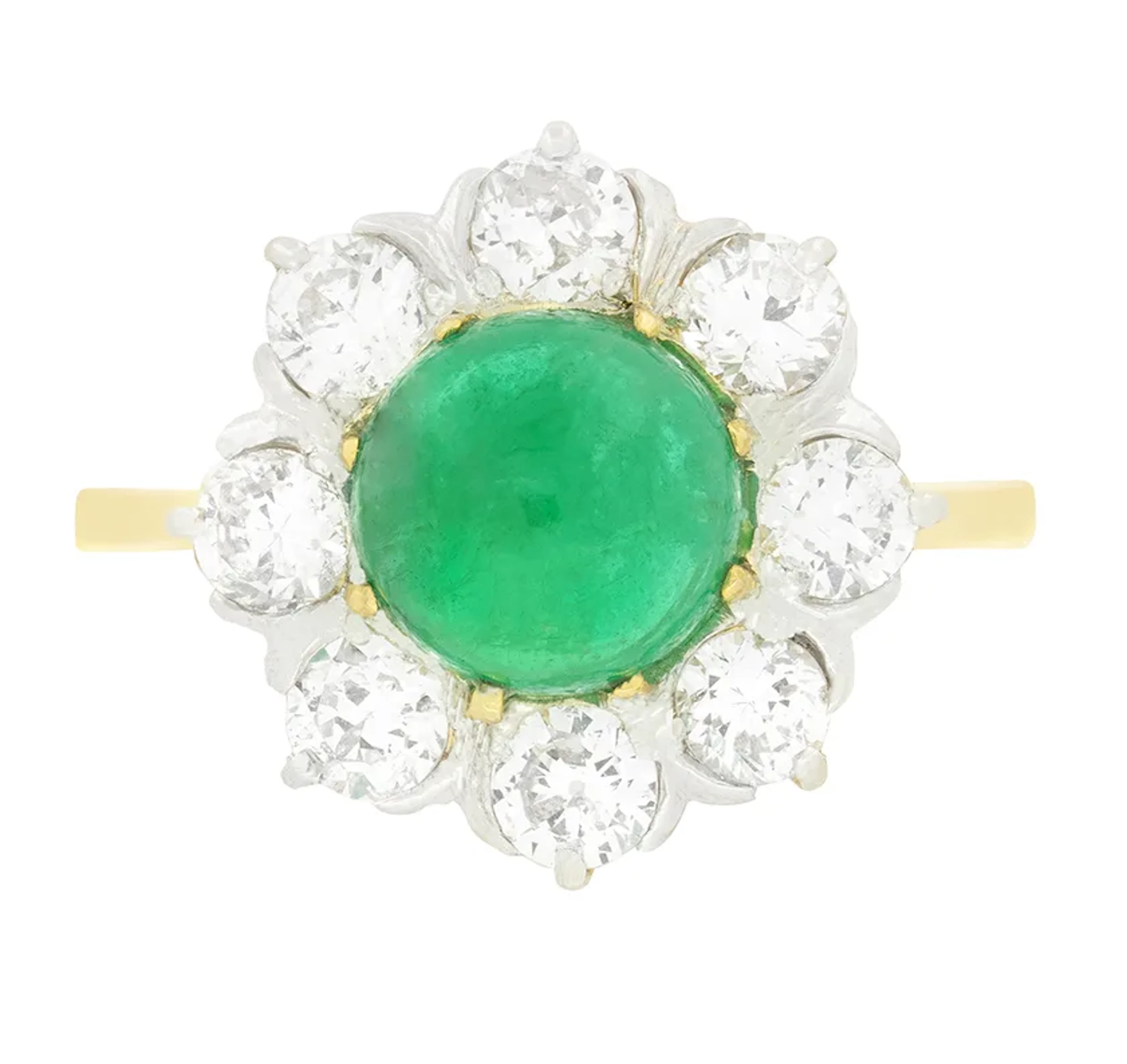 Late Victorian 2.40ct Emerald and Diamond cluster Ring, c.1900s