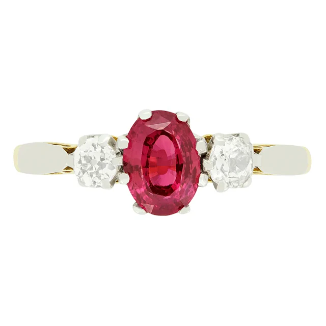 Edwardian 0.90ct Ruby and Diamond Trilogy Ring, c.1910s