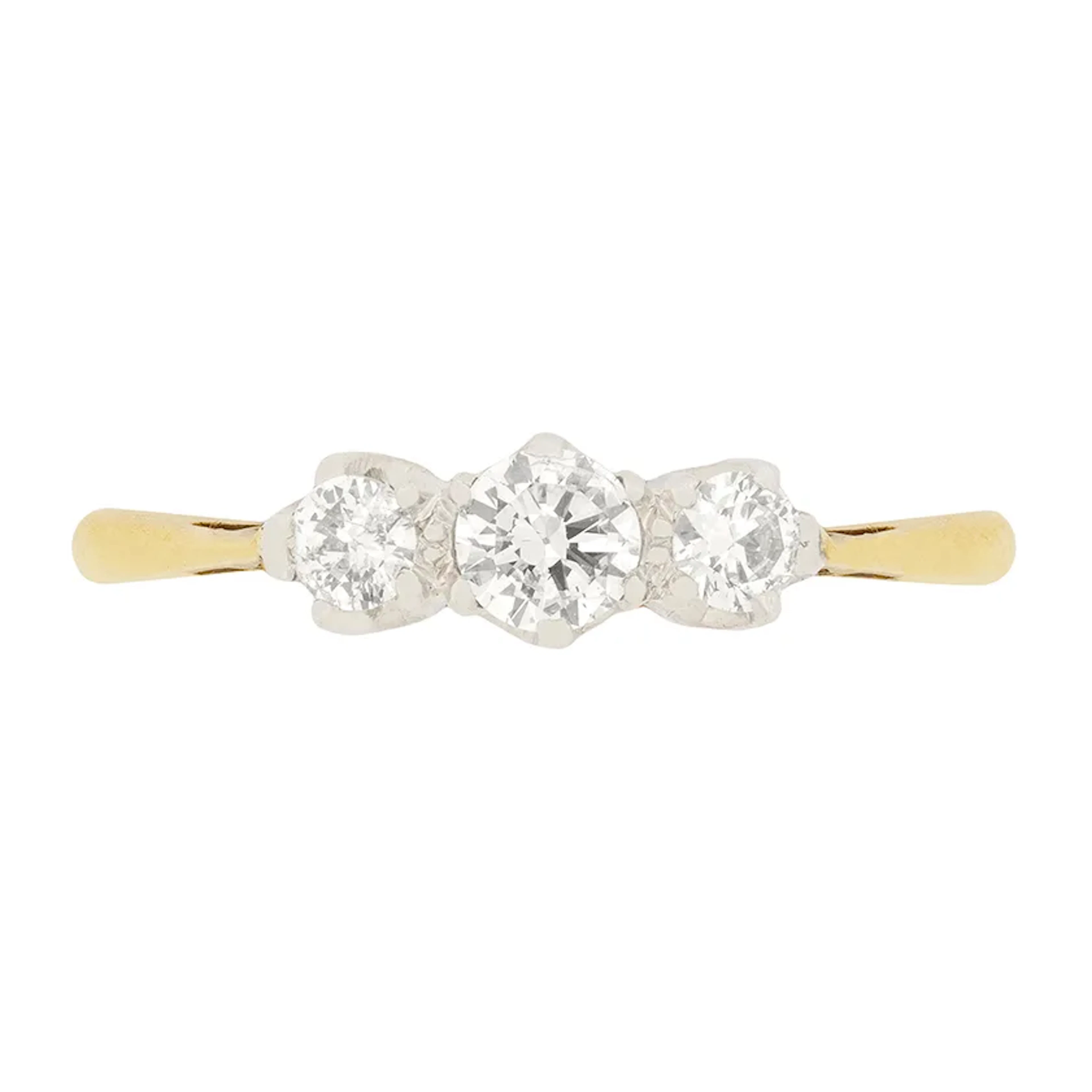 Late Deco 0.45ct Diamond Three Stone Ring, c.1940s